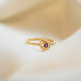 Guardian Eye Garnet Ring, handcrafted ring in 24K gold vermeil