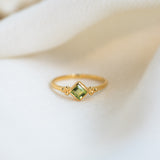 Maya Peridot Ring, handcrafted ring in 24K gold vermeil