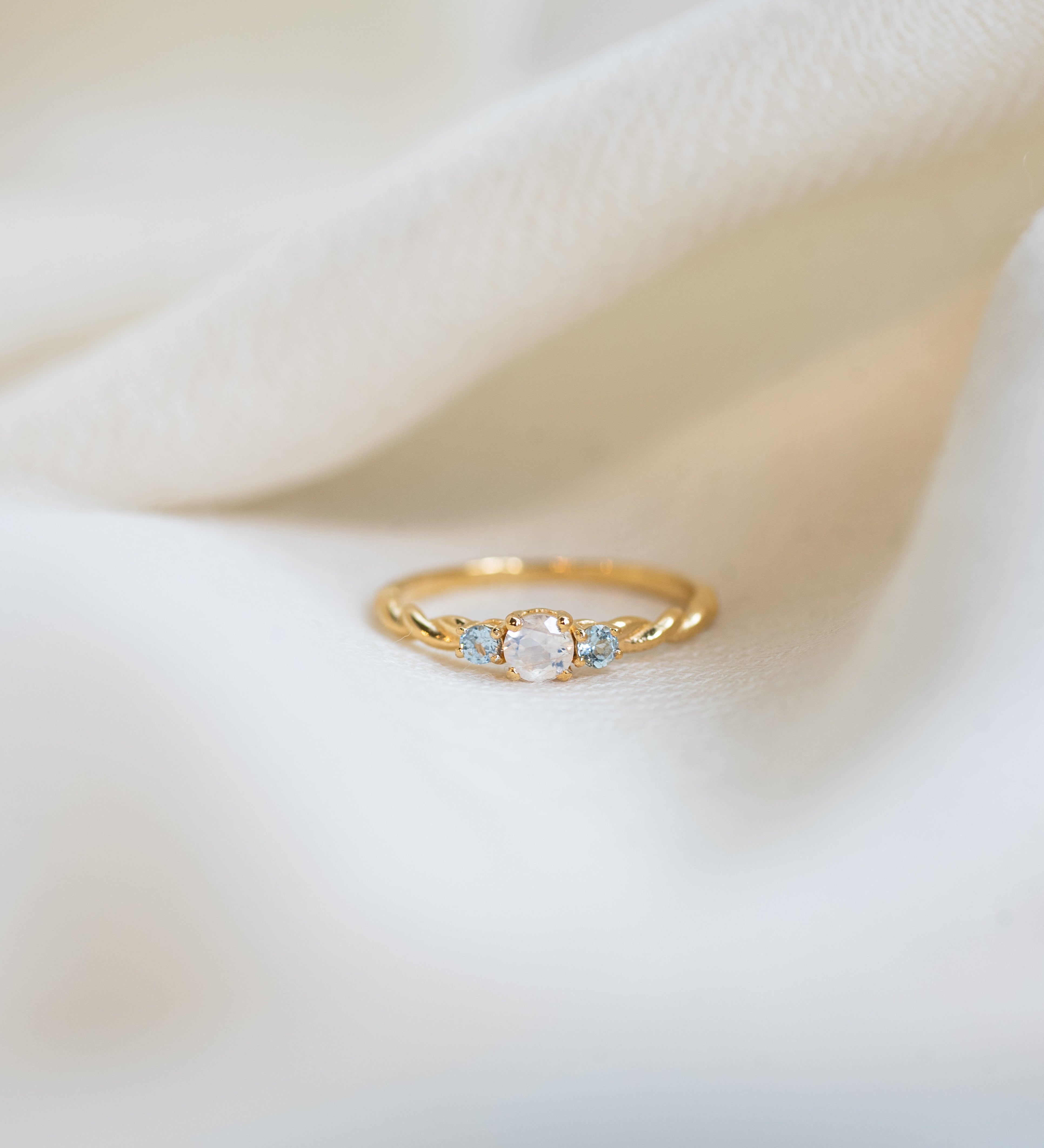 Lunar Tide Twist Ring, handcrafted ring in 24K gold vermeil