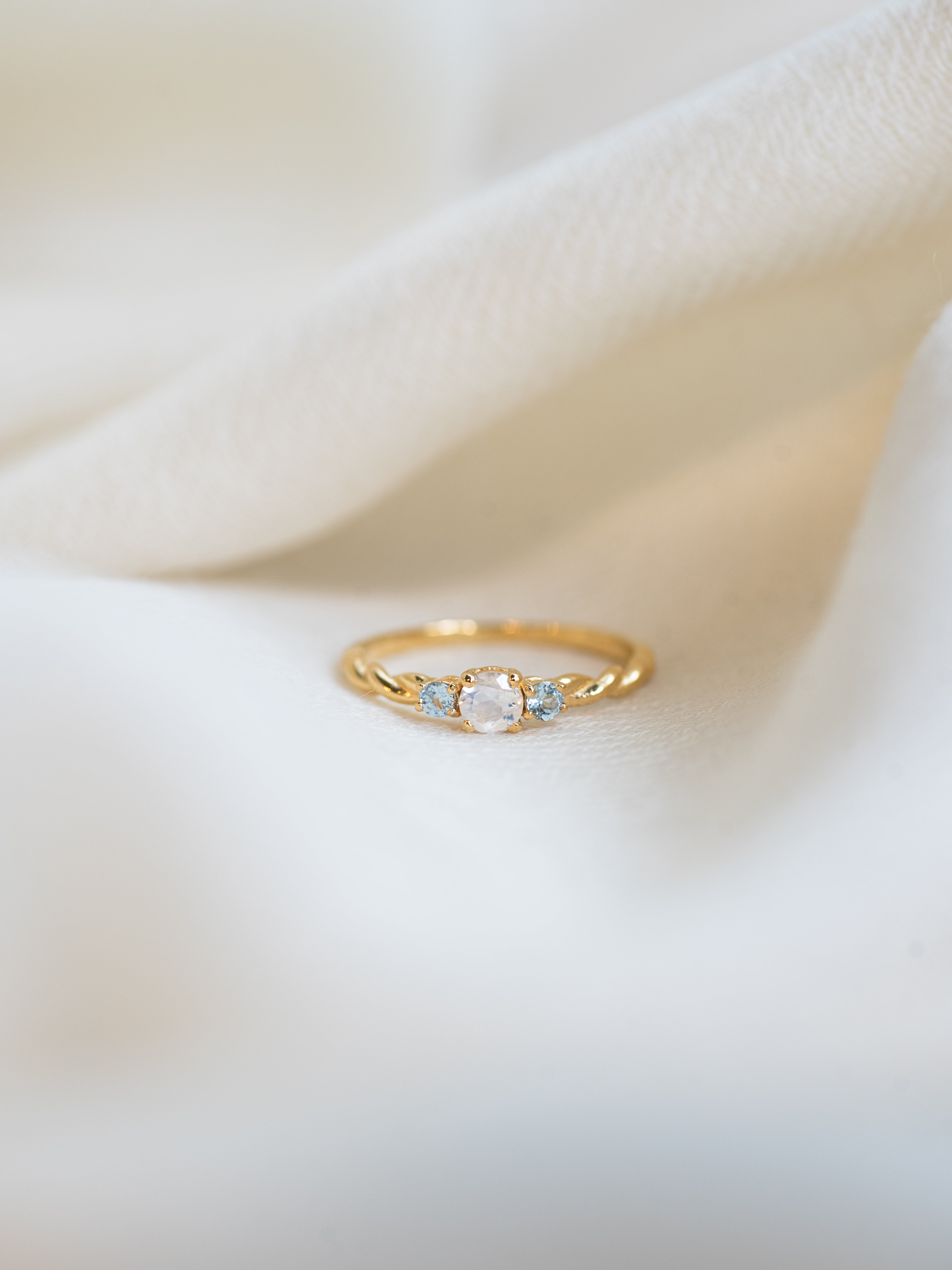 Lunar Tide Twist Ring, handcrafted ring in 24K gold vermeil