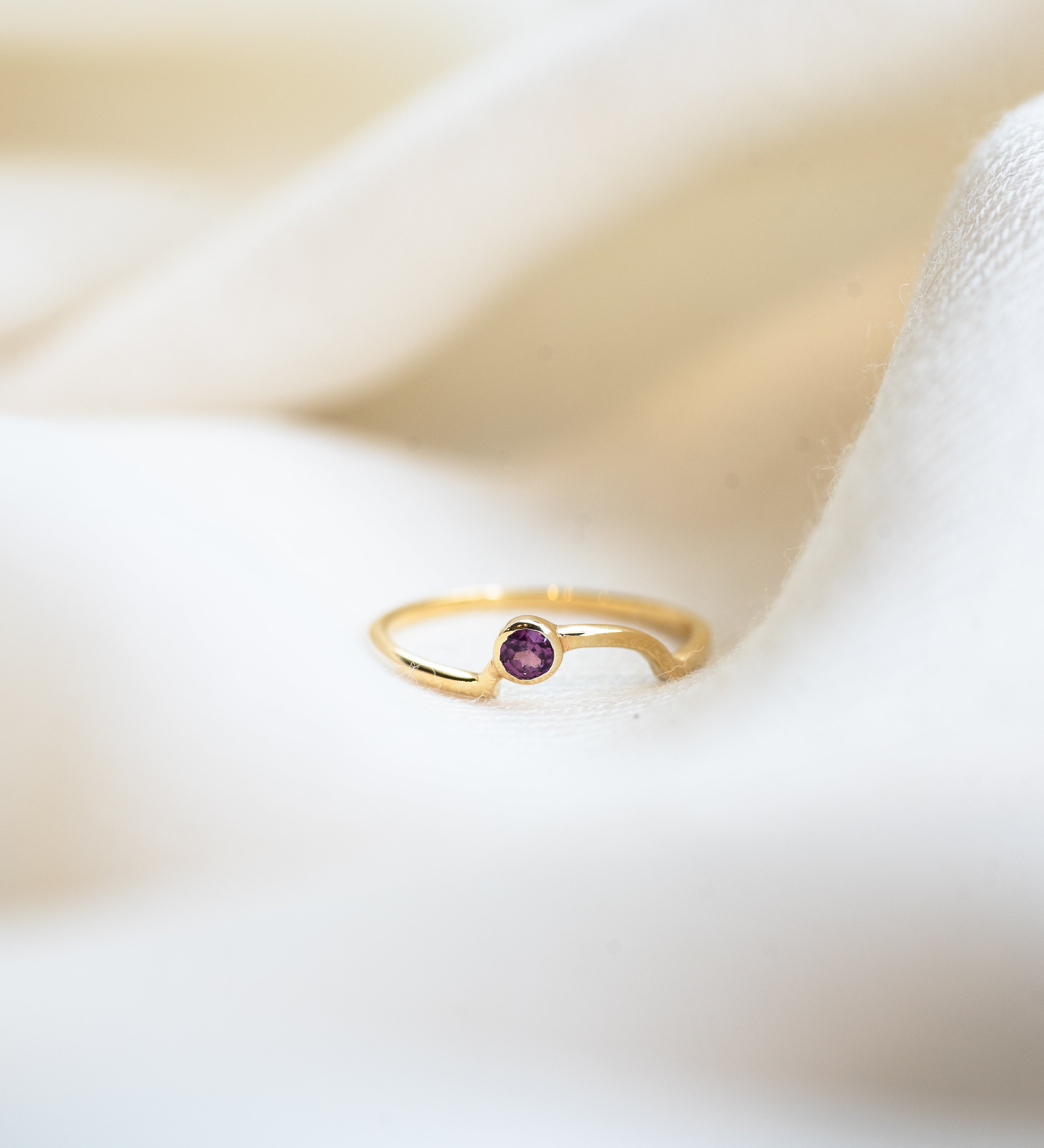 Orbit Rhodolite Garnet Ring, handcrafted ring in 24K gold vermeil