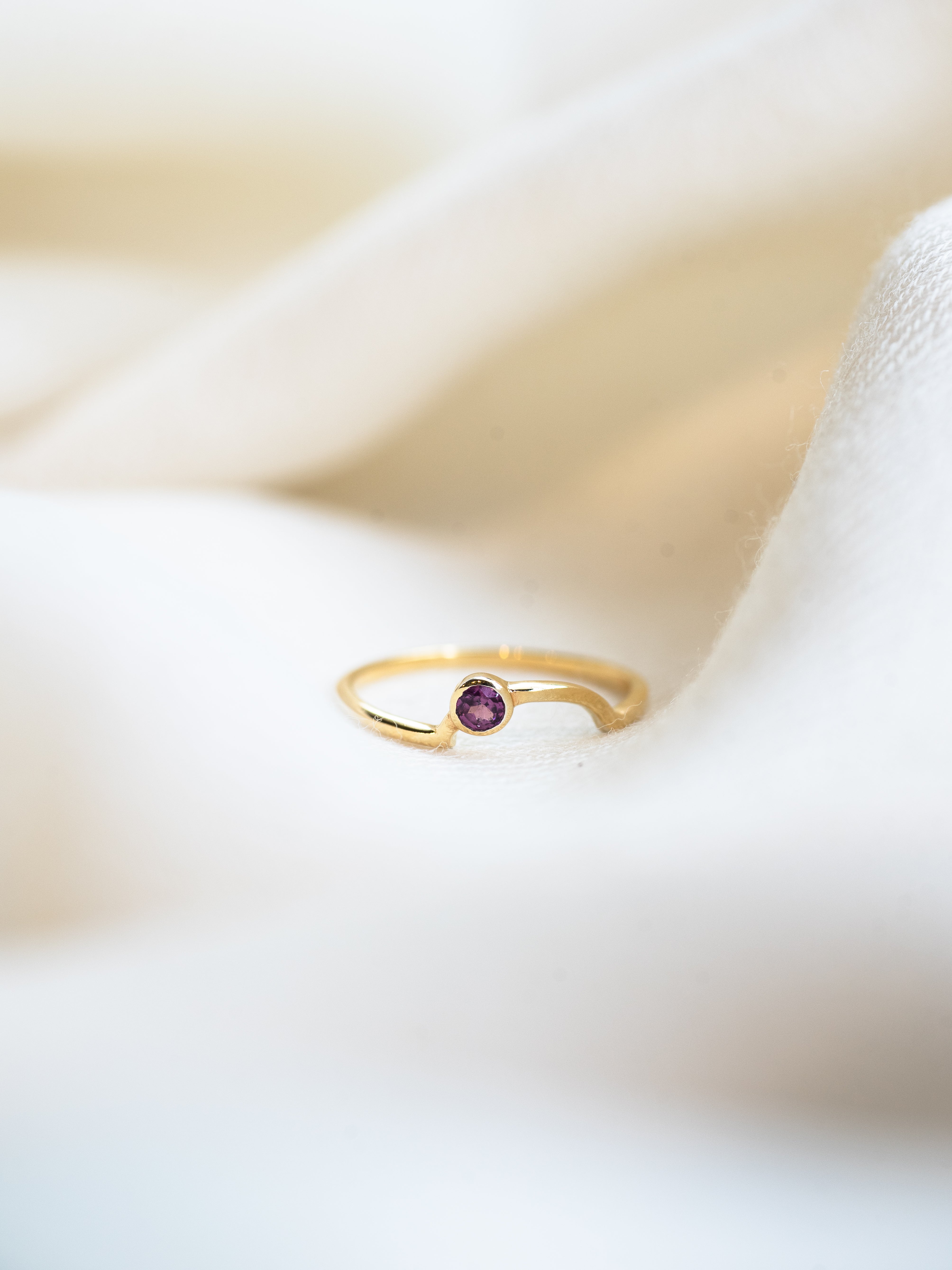 Orbit Rhodolite Garnet Ring, handcrafted ring in 24K gold vermeil