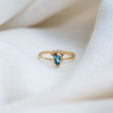 Azure Topaz Ring, handcrafted ring in 24K gold vermeil