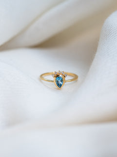 Azure Topaz Ring, handcrafted ring in 24K gold vermeil