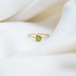 Half Pavé Peridot Ring, handcrafted ring in 24K gold vermeil