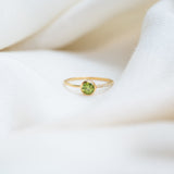 Half Pavé Peridot Ring, handcrafted ring in 24K gold vermeil