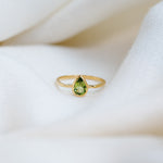 Pear Drop Peridot Ring, handcrafted ring in 24K gold vermeil