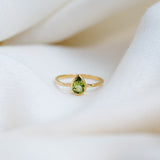 Pear Drop Peridot Ring, handcrafted ring in 24K gold vermeil