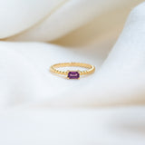 Rhodolite Garnet Twist Ring, handcrafted ring in 24K gold vermeil