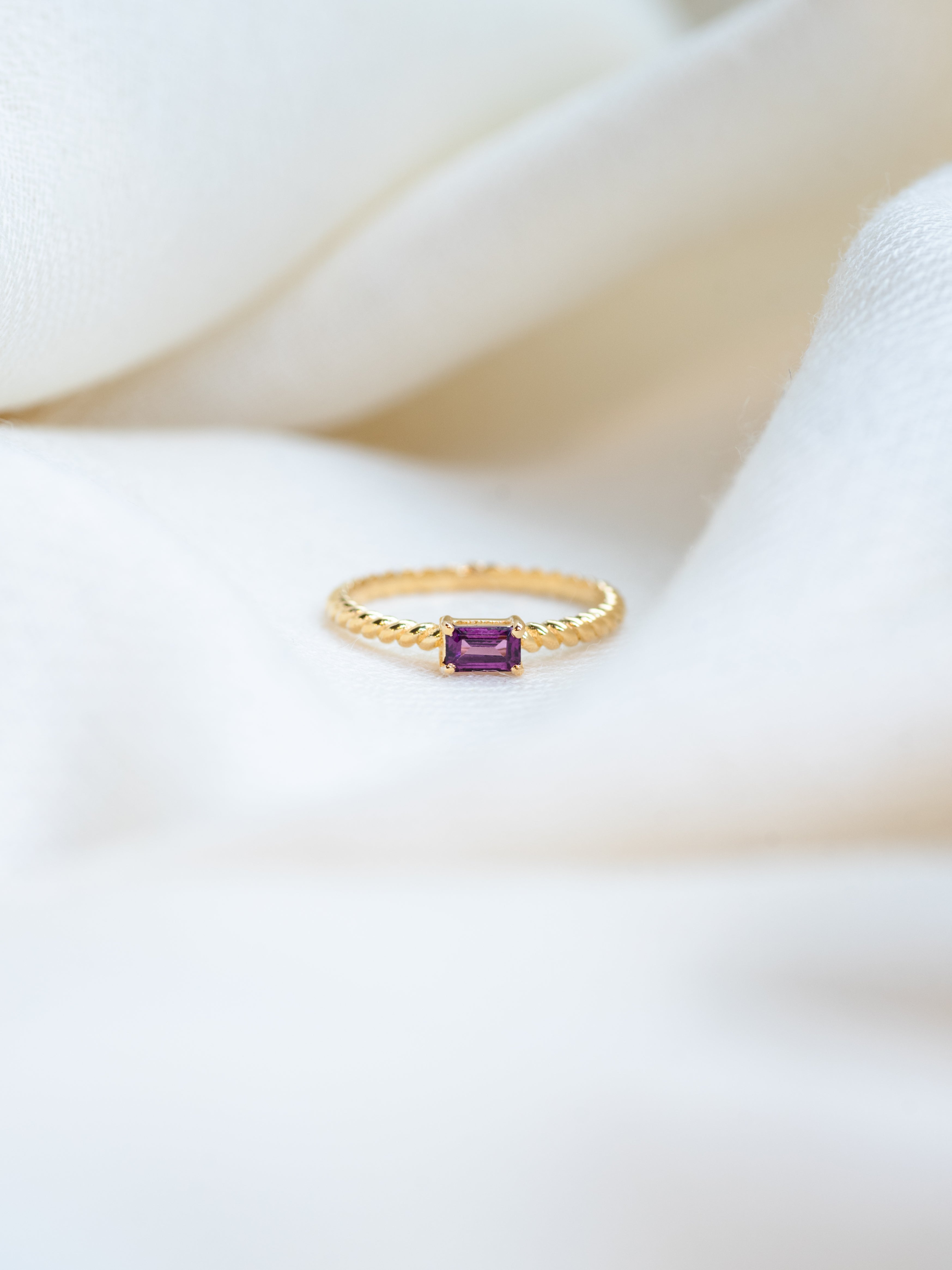 Rhodolite Garnet Twist Ring, handcrafted ring in 24K gold vermeil