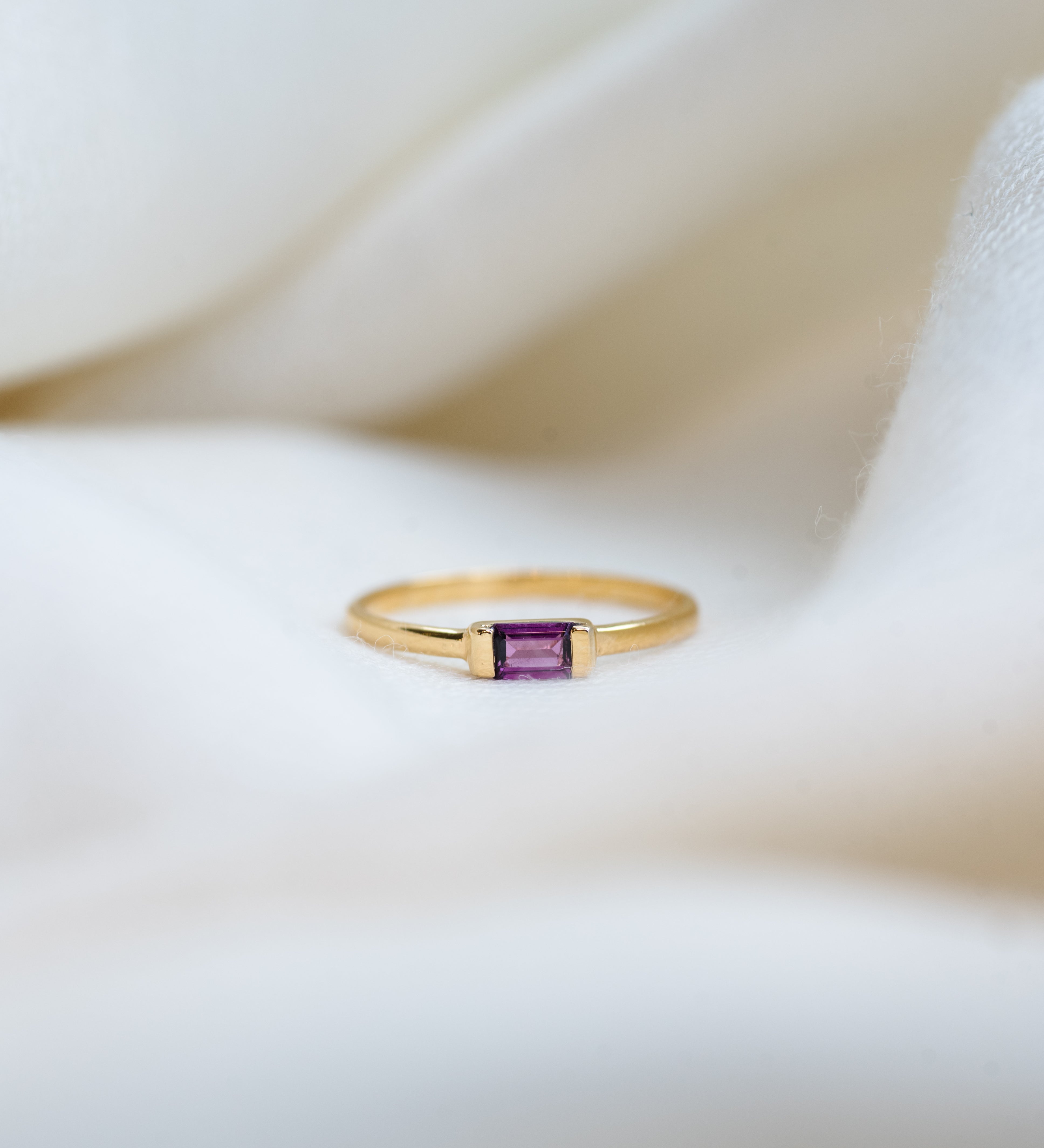 Scarlet Baguette Ring, handcrafted ring in 24K gold vermeil