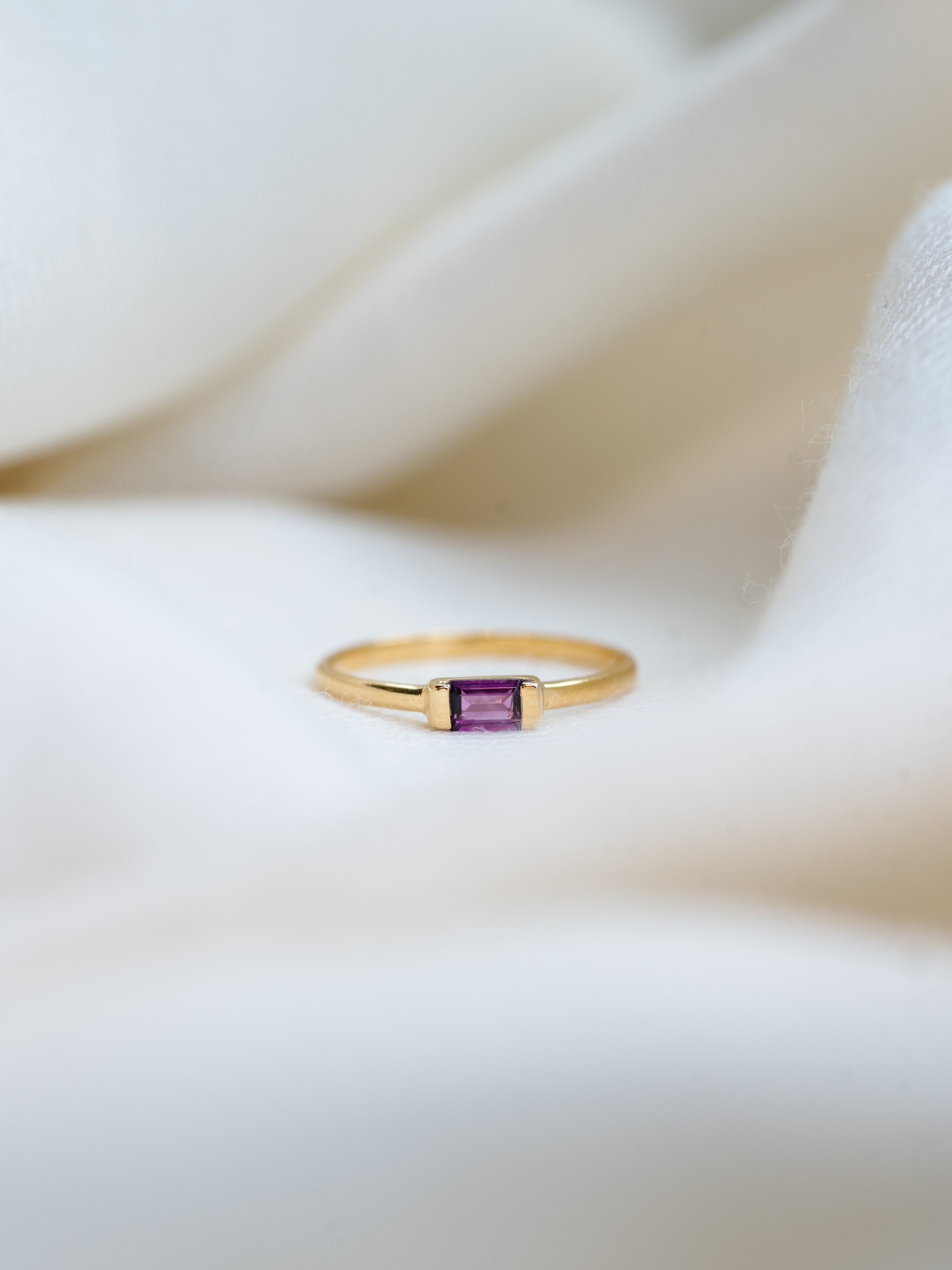 Scarlet Baguette Ring, handcrafted ring in 24K gold vermeil
