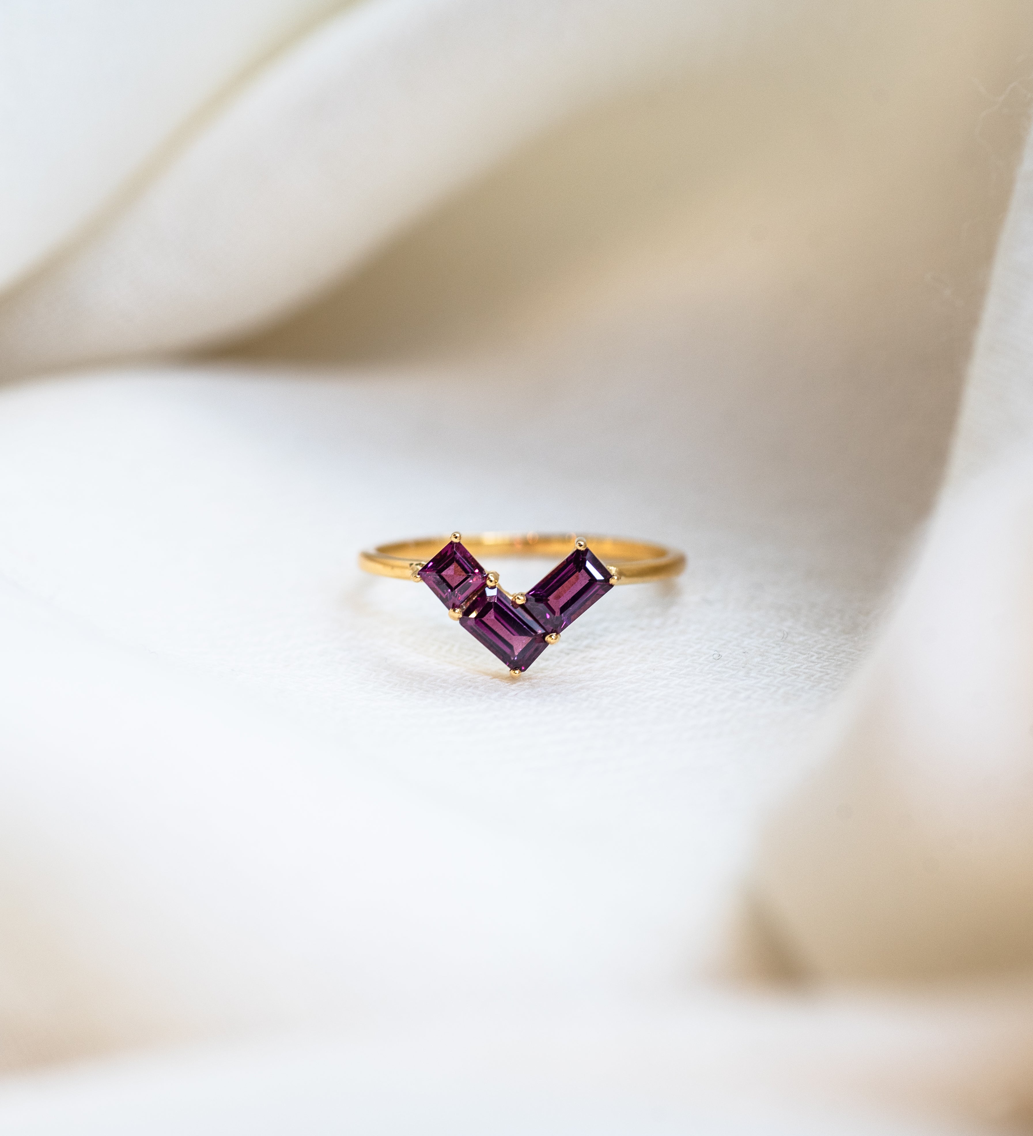 Scarlet Rhodolite Garnet Ring, handcrafted ring in 24K gold vermeil