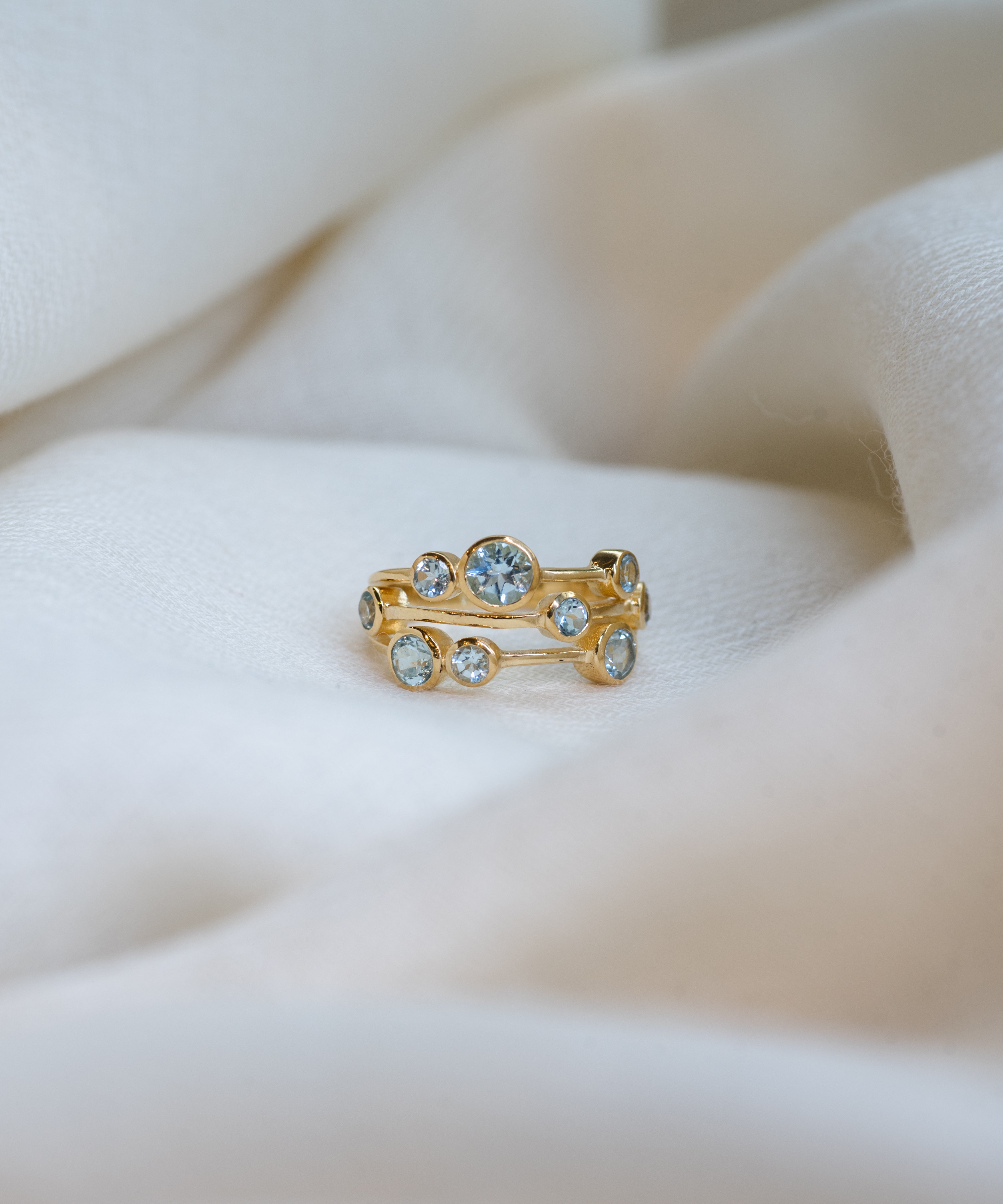 Blue Topaz Bubble Ring, handcrafted ring in 24K gold vermeil