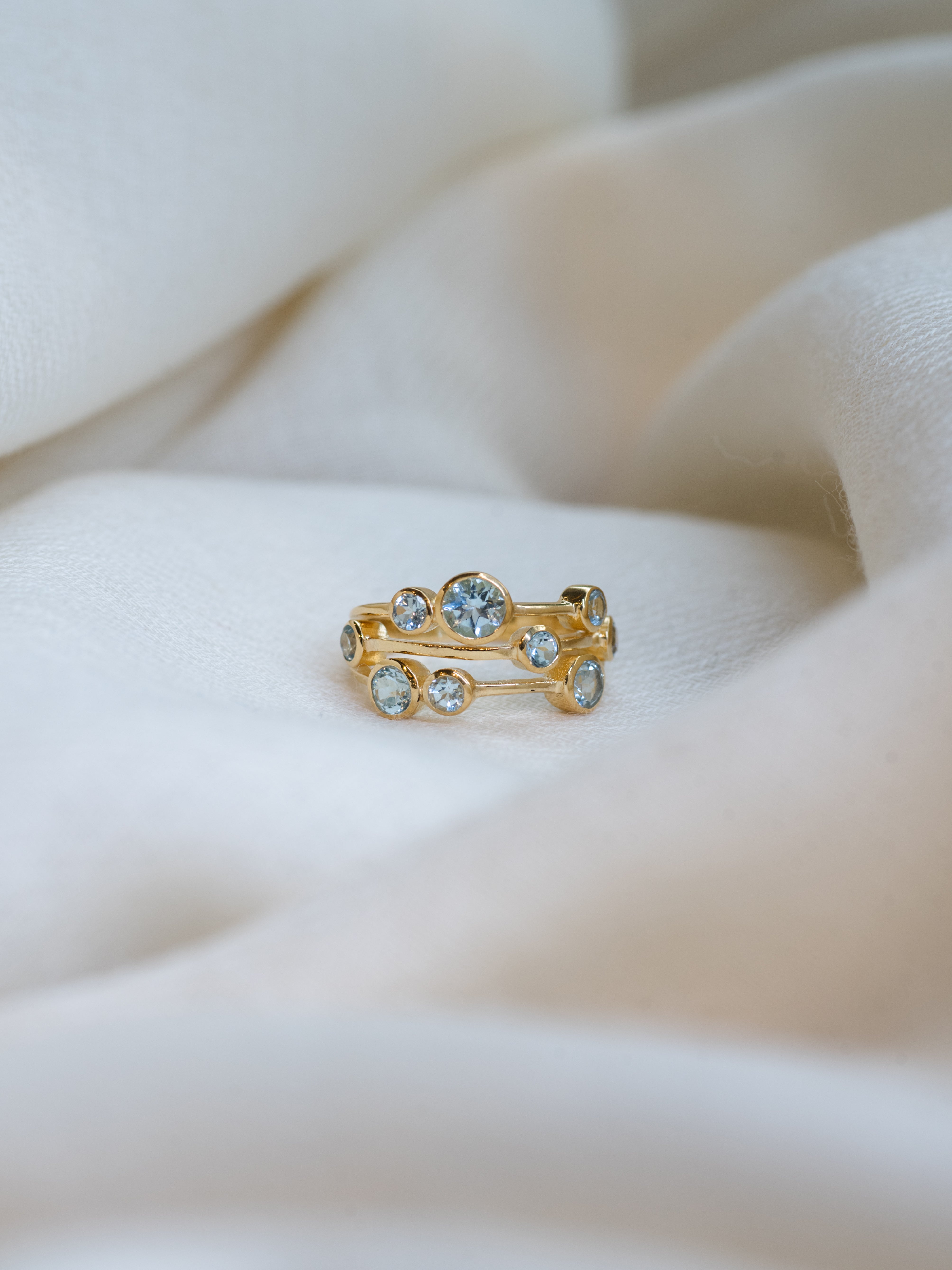 Blue Topaz Bubble Ring, handcrafted ring in 24K gold vermeil