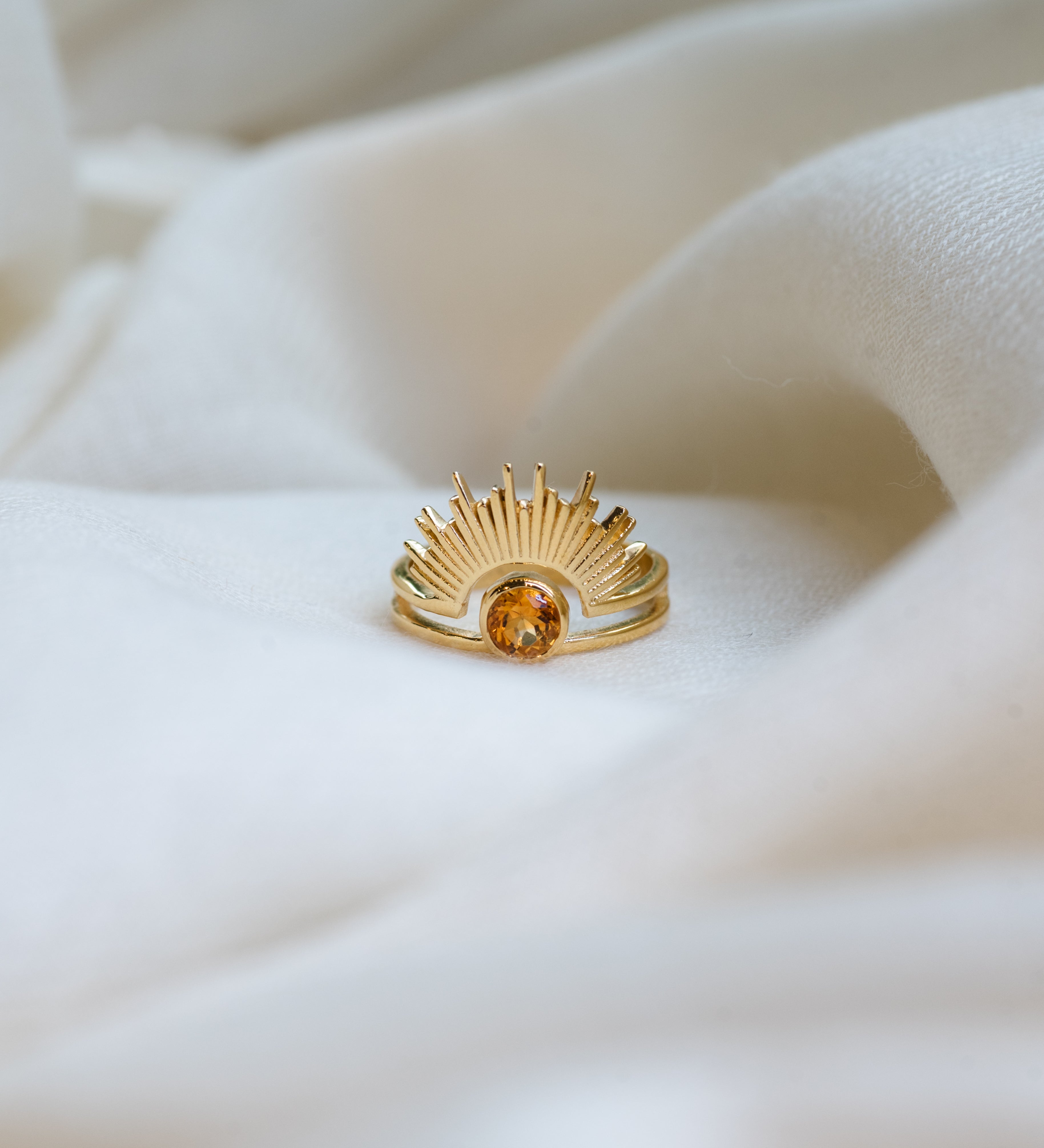 Solana Citrine Ring, handcrafted ring in 24K gold vermeil