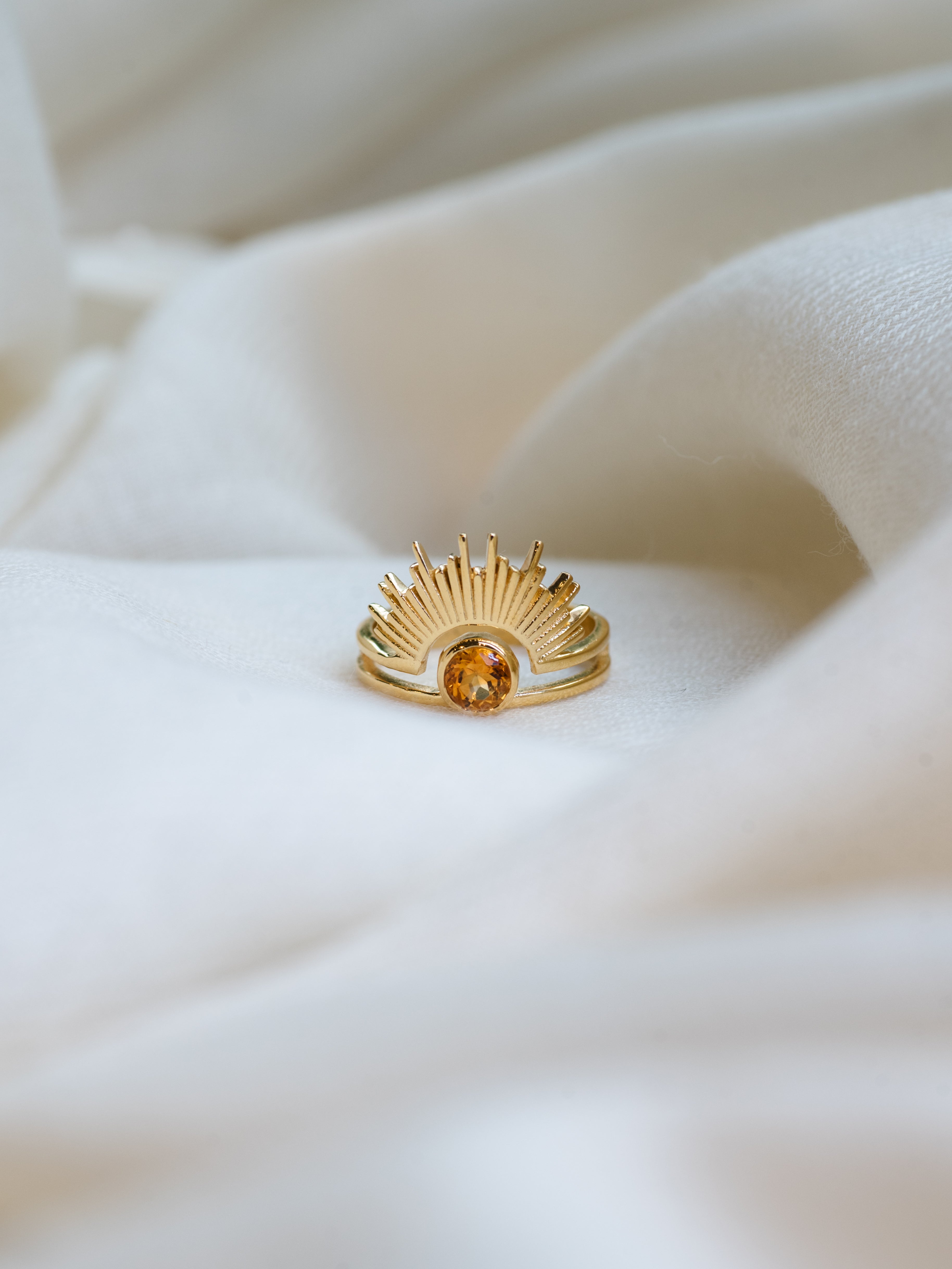 Solana Citrine Ring, handcrafted ring in 24K gold vermeil