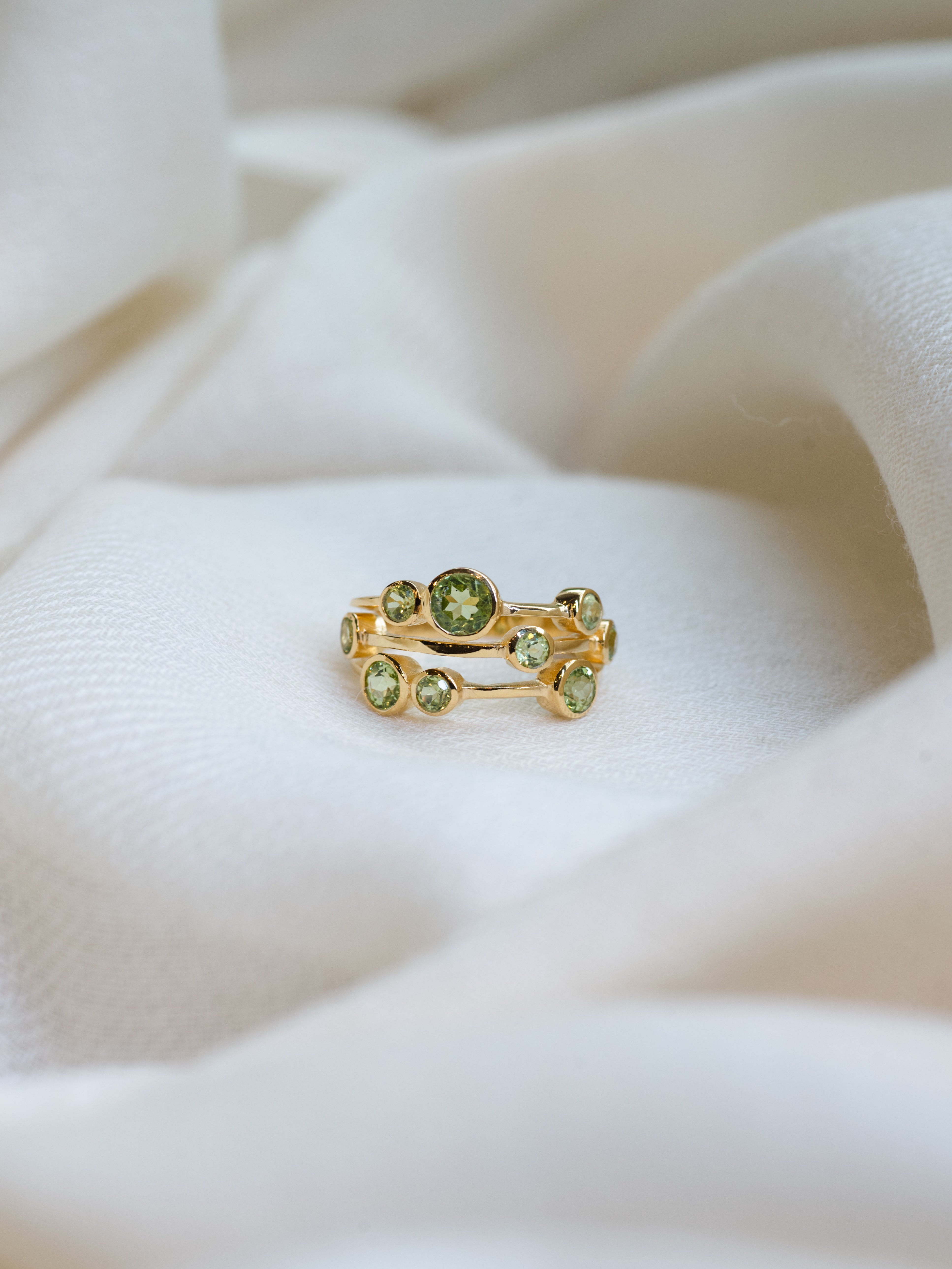 Peridot Orbit Ring, handcrafted ring in 24K gold vermeil