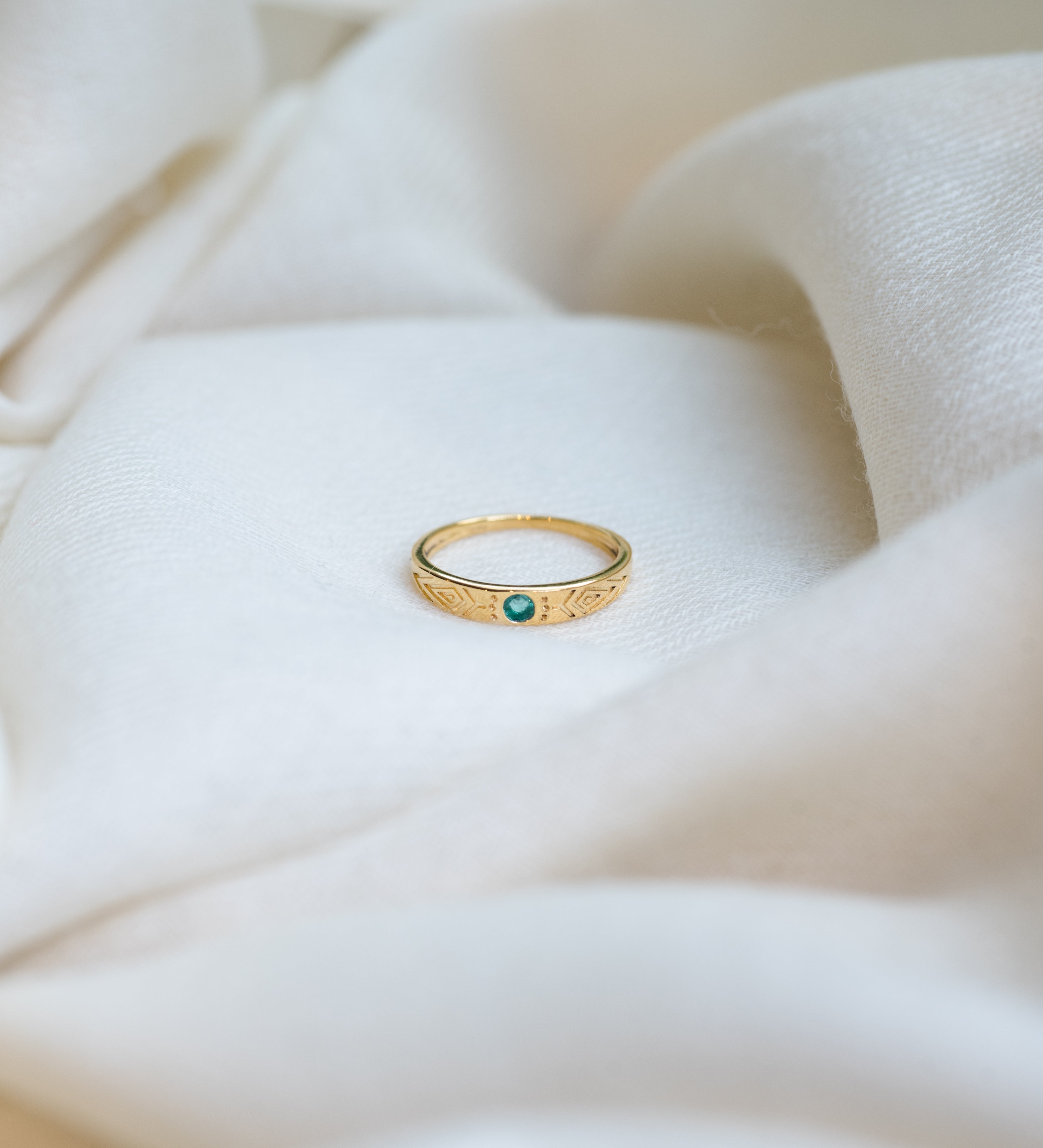 Impression Emerald Ring, handcrafted ring in 24K gold vermeil