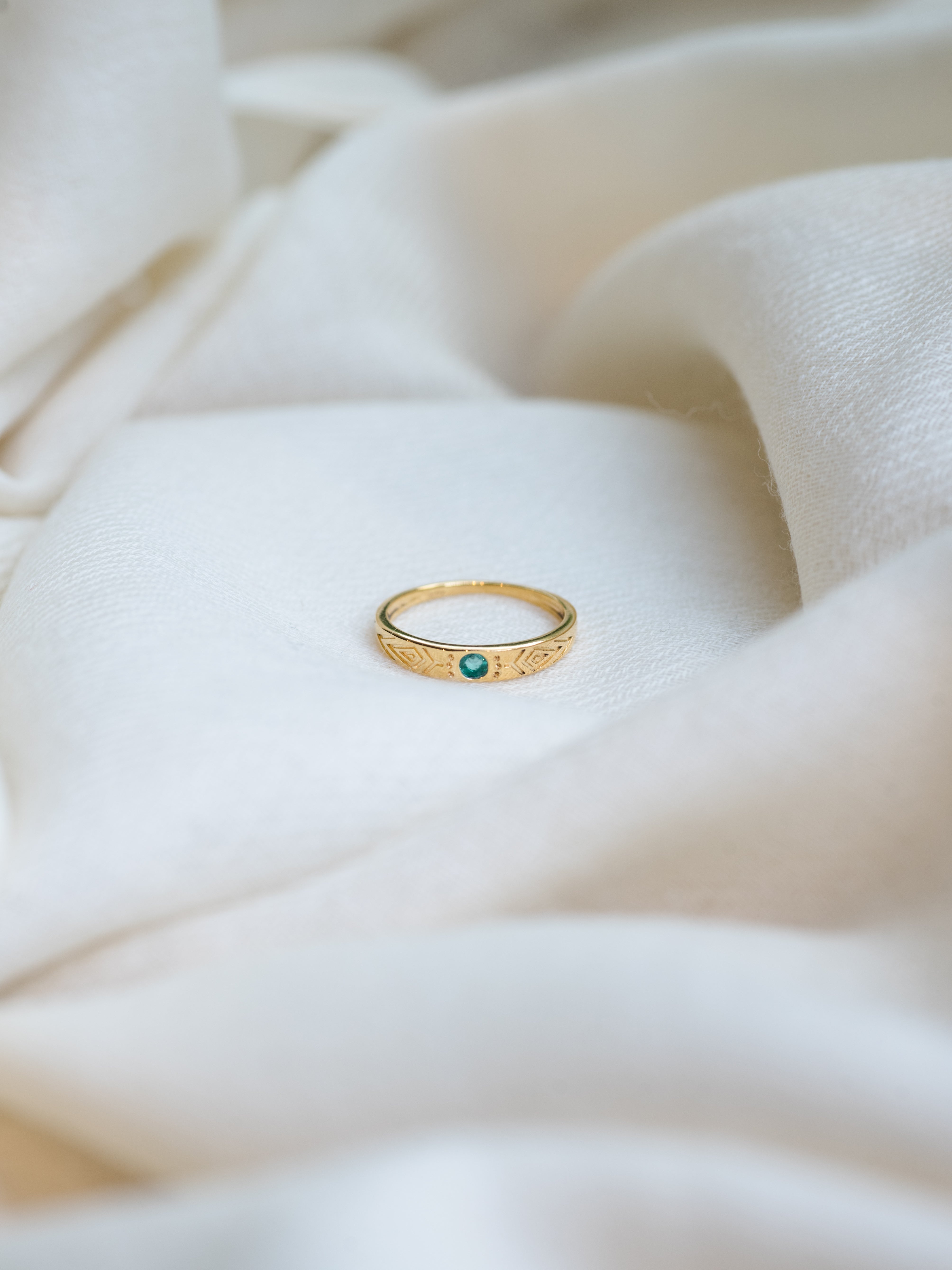 Impression Emerald Ring, handcrafted ring in 24K gold vermeil