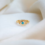 Eye of the Sea Turquoise Ring, handcrafted ring in 24K gold vermeil