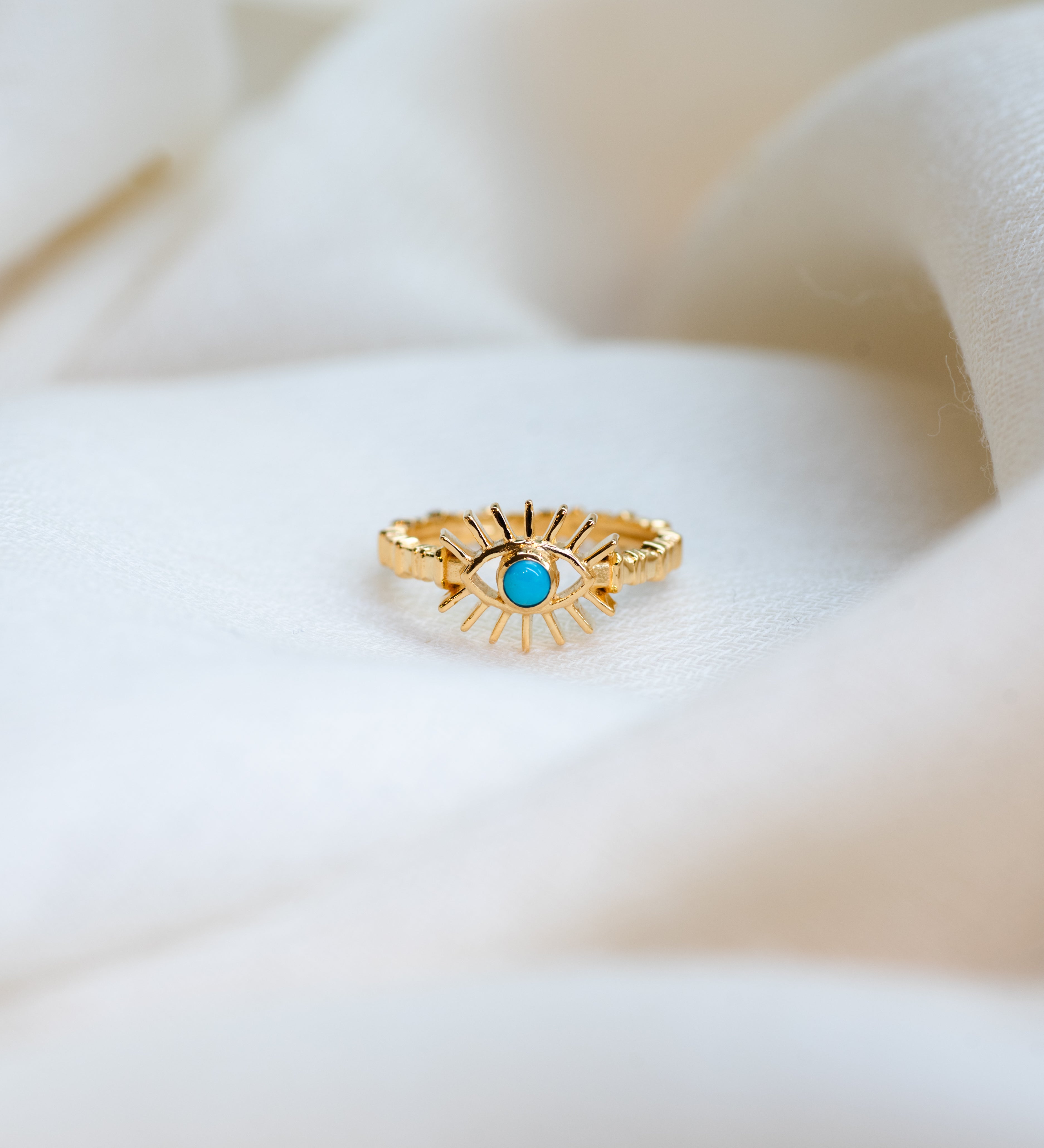 Eye of the Sea Turquoise Ring, handcrafted ring in 24K gold vermeil