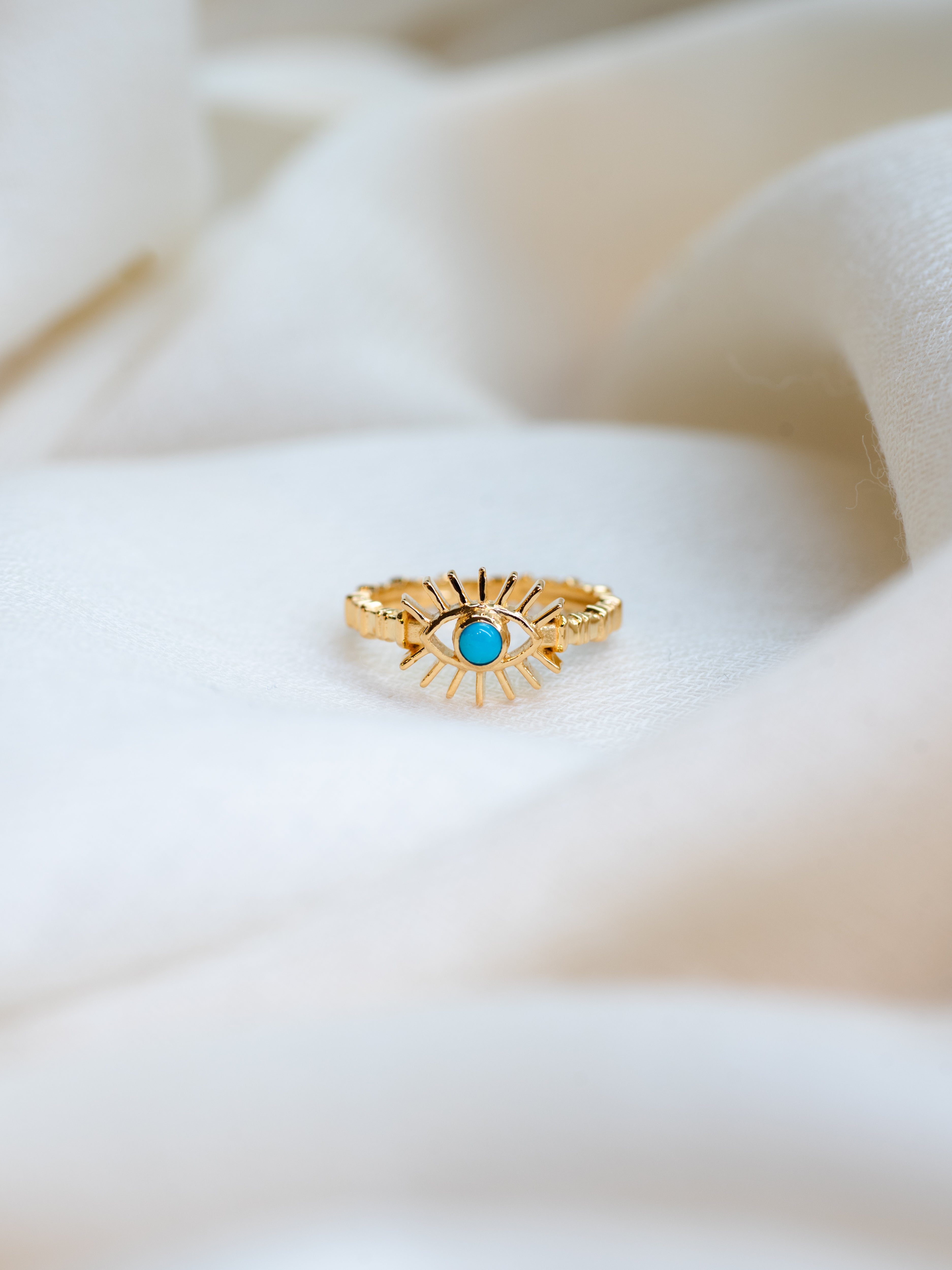 Eye of the Sea Turquoise Ring, handcrafted ring in 24K gold vermeil