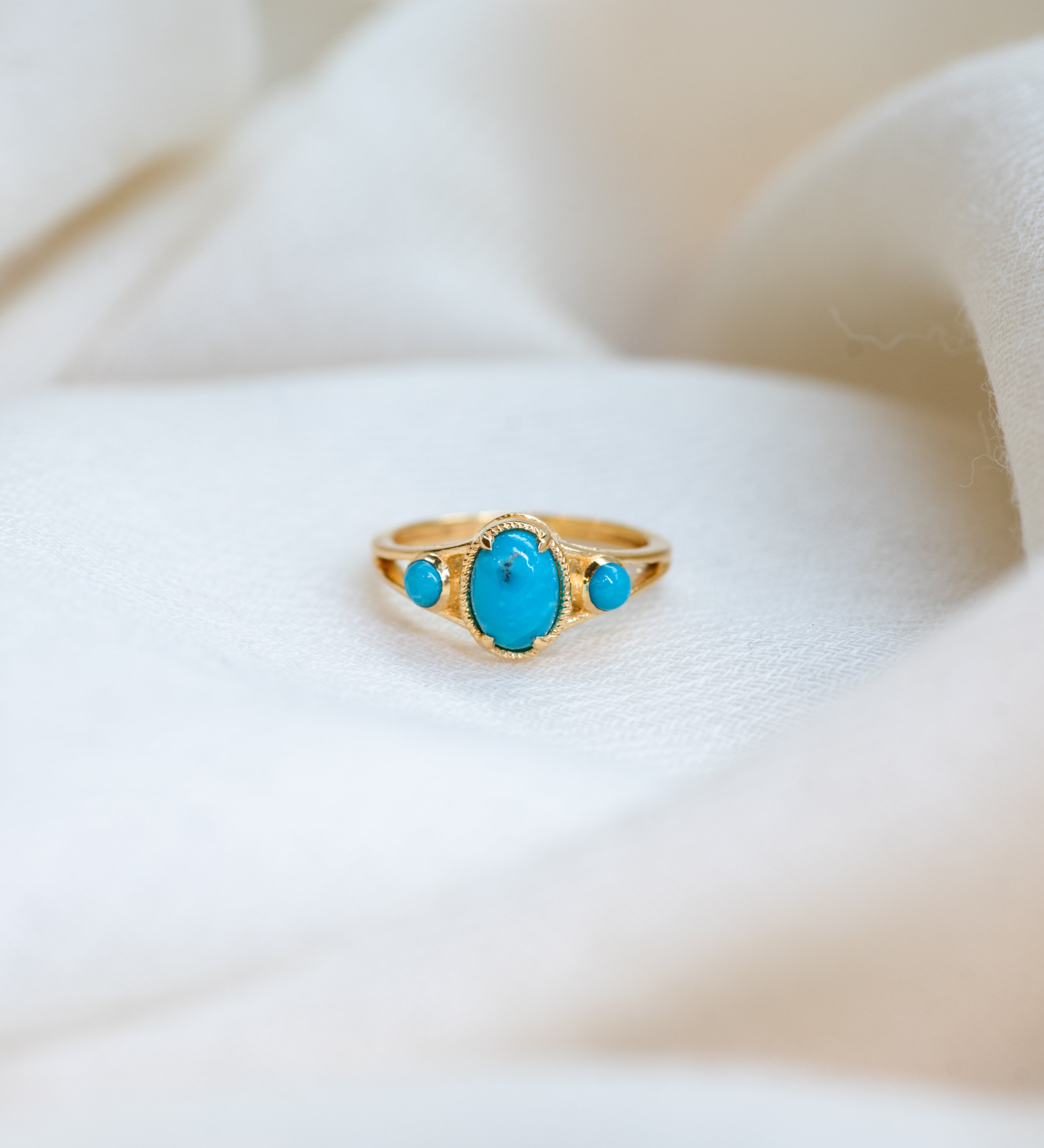 Horizon Turquoise Ring, handcrafted ring in 24K gold vermeil