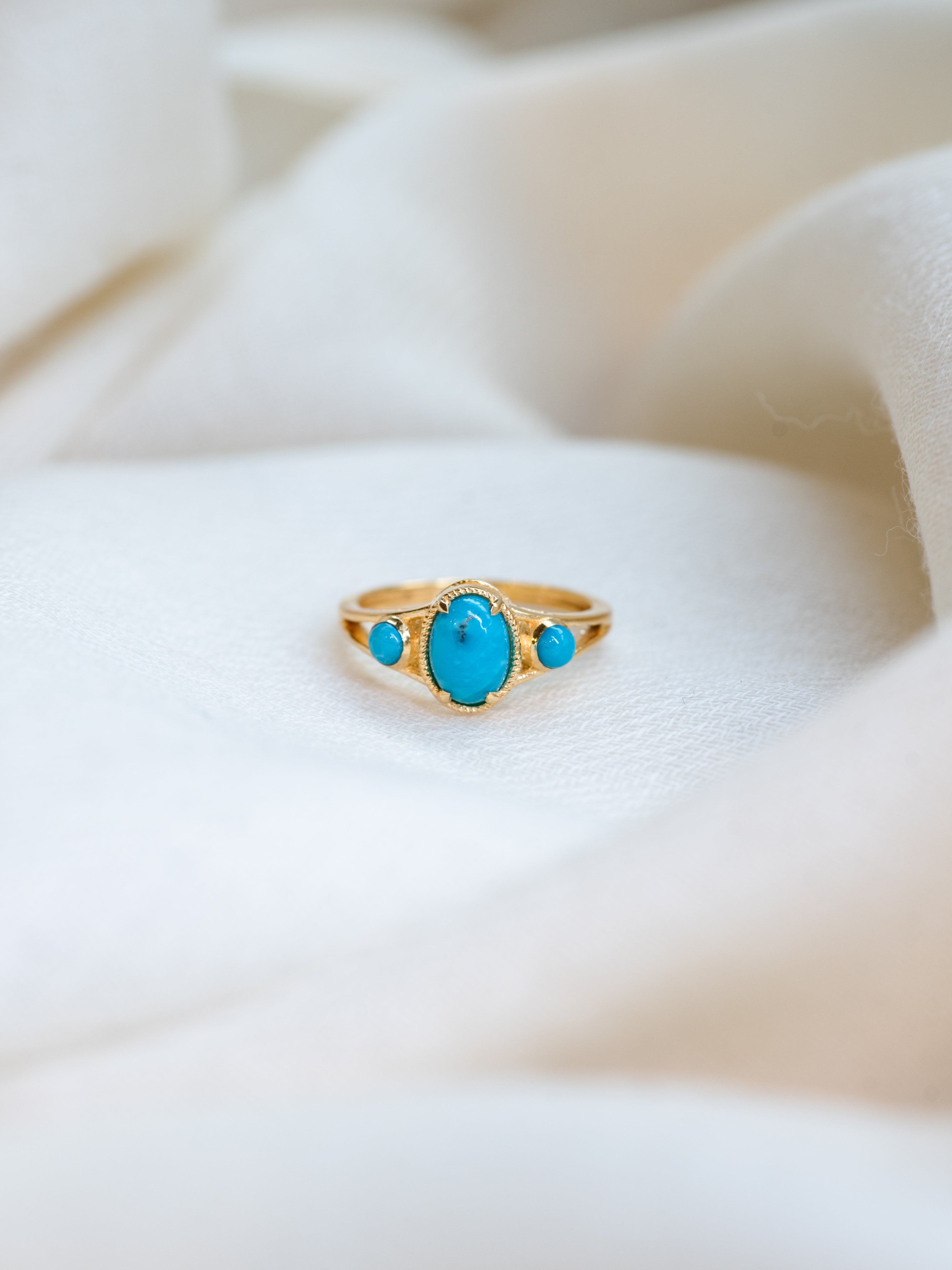 Horizon Turquoise Ring, handcrafted ring in 24K gold vermeil