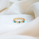 Half Aura Turquoise Ring, handcrafted ring in 24K gold vermeil