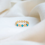 Half Aura Turquoise Ring, handcrafted ring in 24K gold vermeil