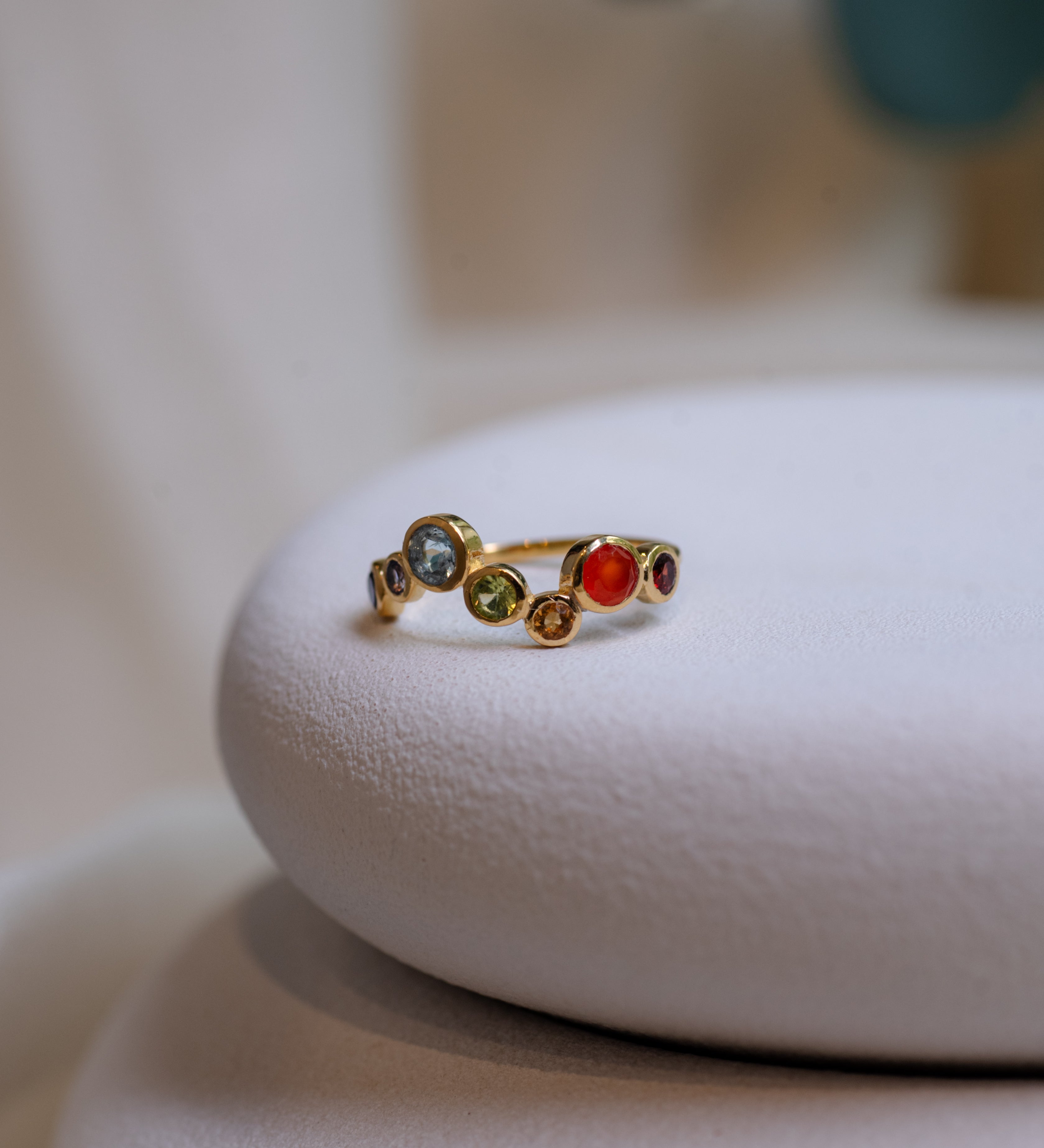 Ethereal Wave Chakra Ring, handcrafted ring in 24K gold vermeil