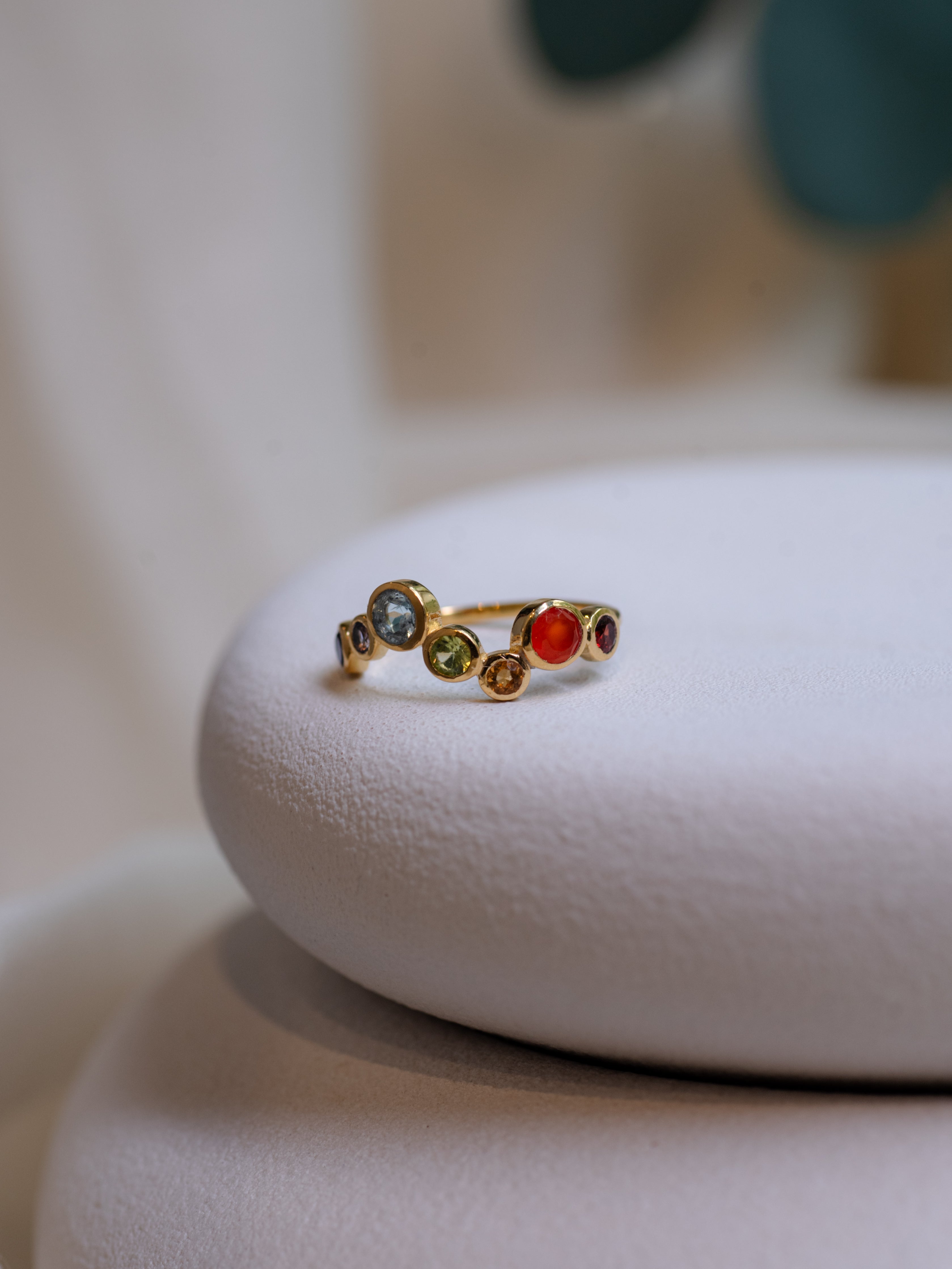 Ethereal Wave Chakra Ring, handcrafted ring in 24K gold vermeil