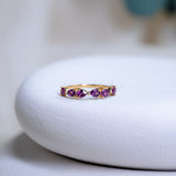 Bow Rhodolite Ring, handcrafted ring in 24K gold vermeil