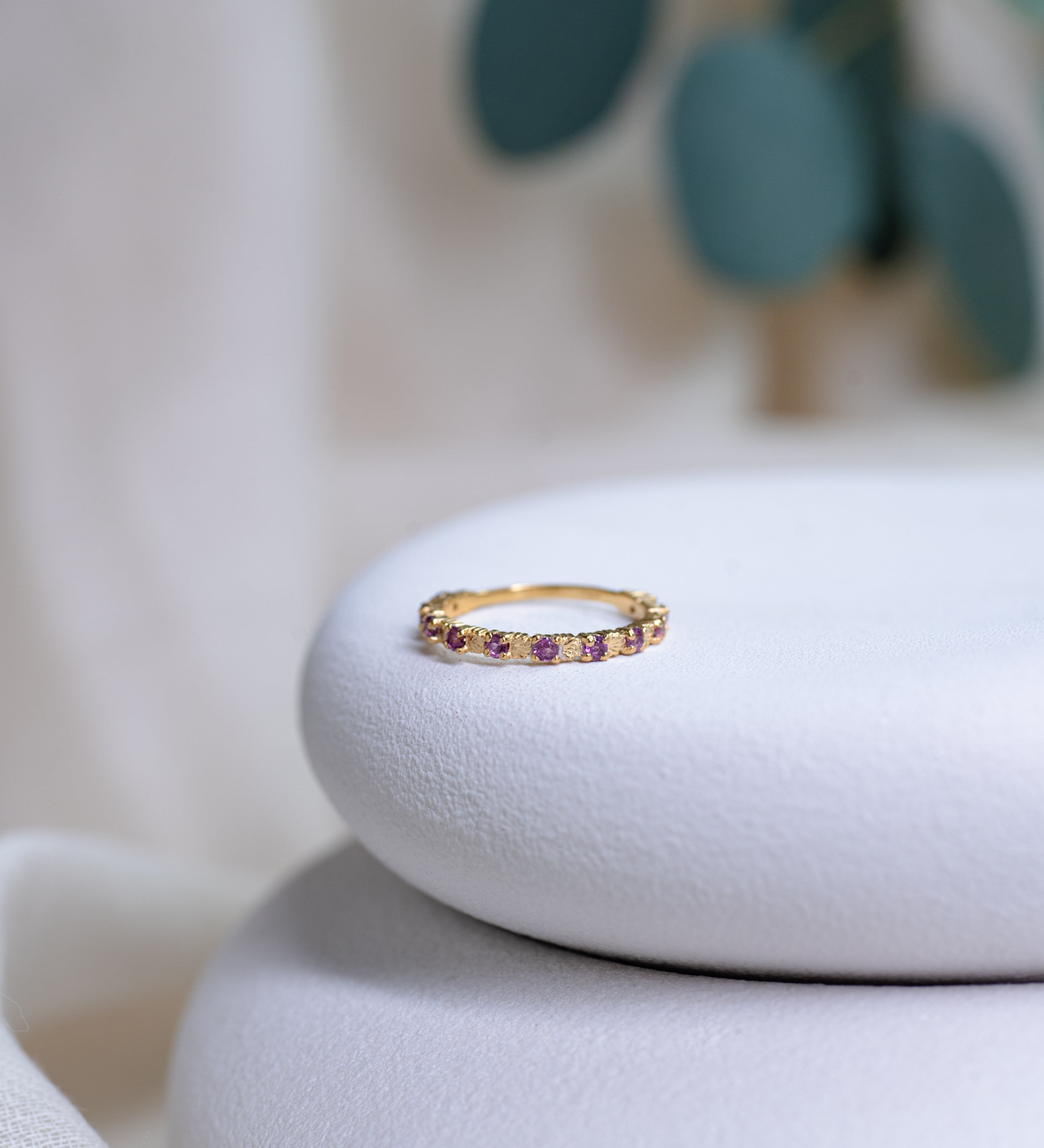 Shelly Rhodolite Garnet Ring, handcrafted ring in 24K gold vermeil