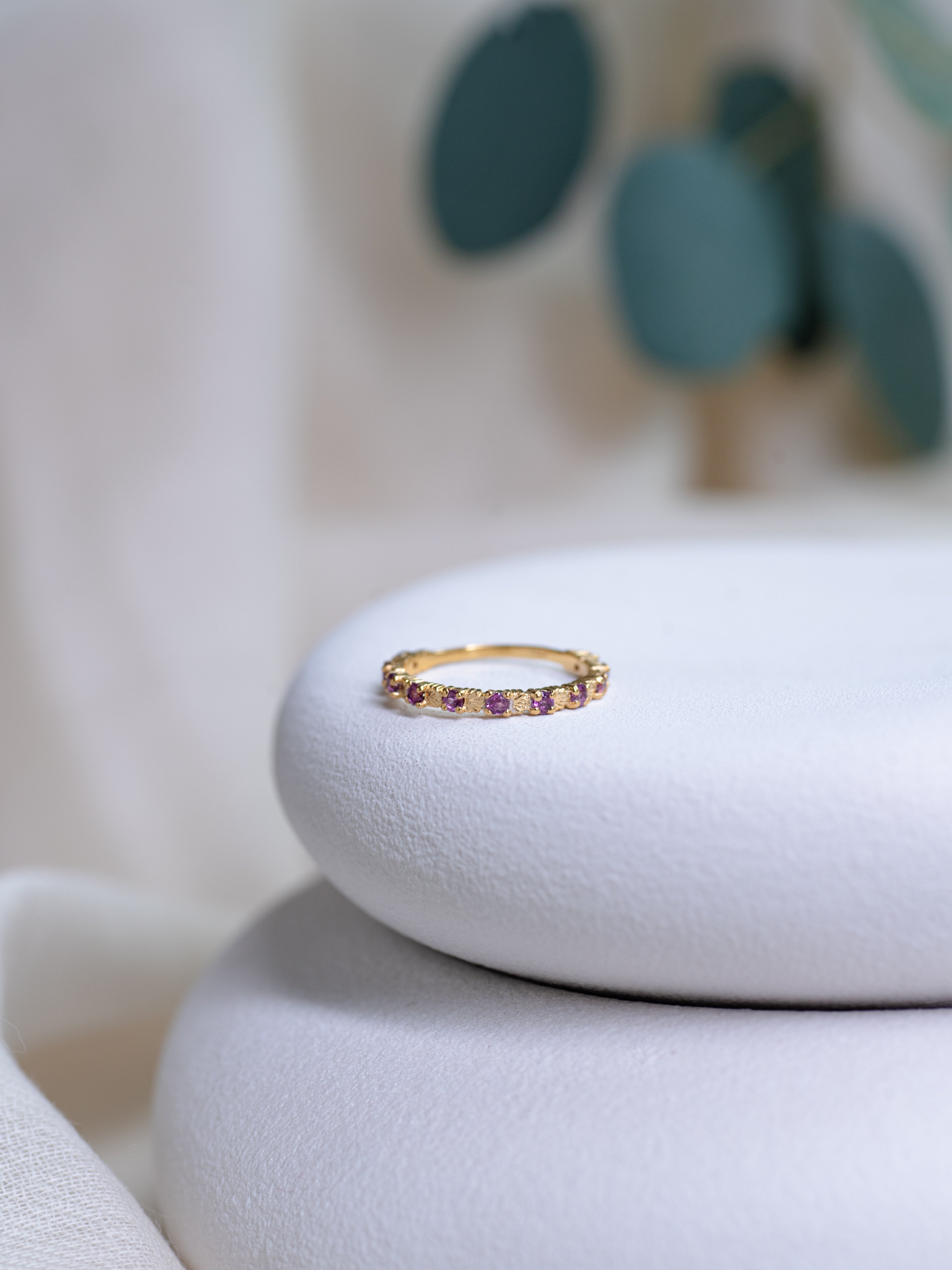 Shelly Rhodolite Garnet Ring, handcrafted ring in 24K gold vermeil