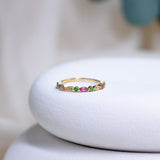 Spectrum Tourmaline Band, handcrafted ring in 24K gold vermeil