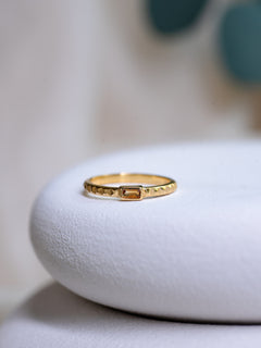 Glow Baguette Ring, handcrafted ring in 24K gold vermeil