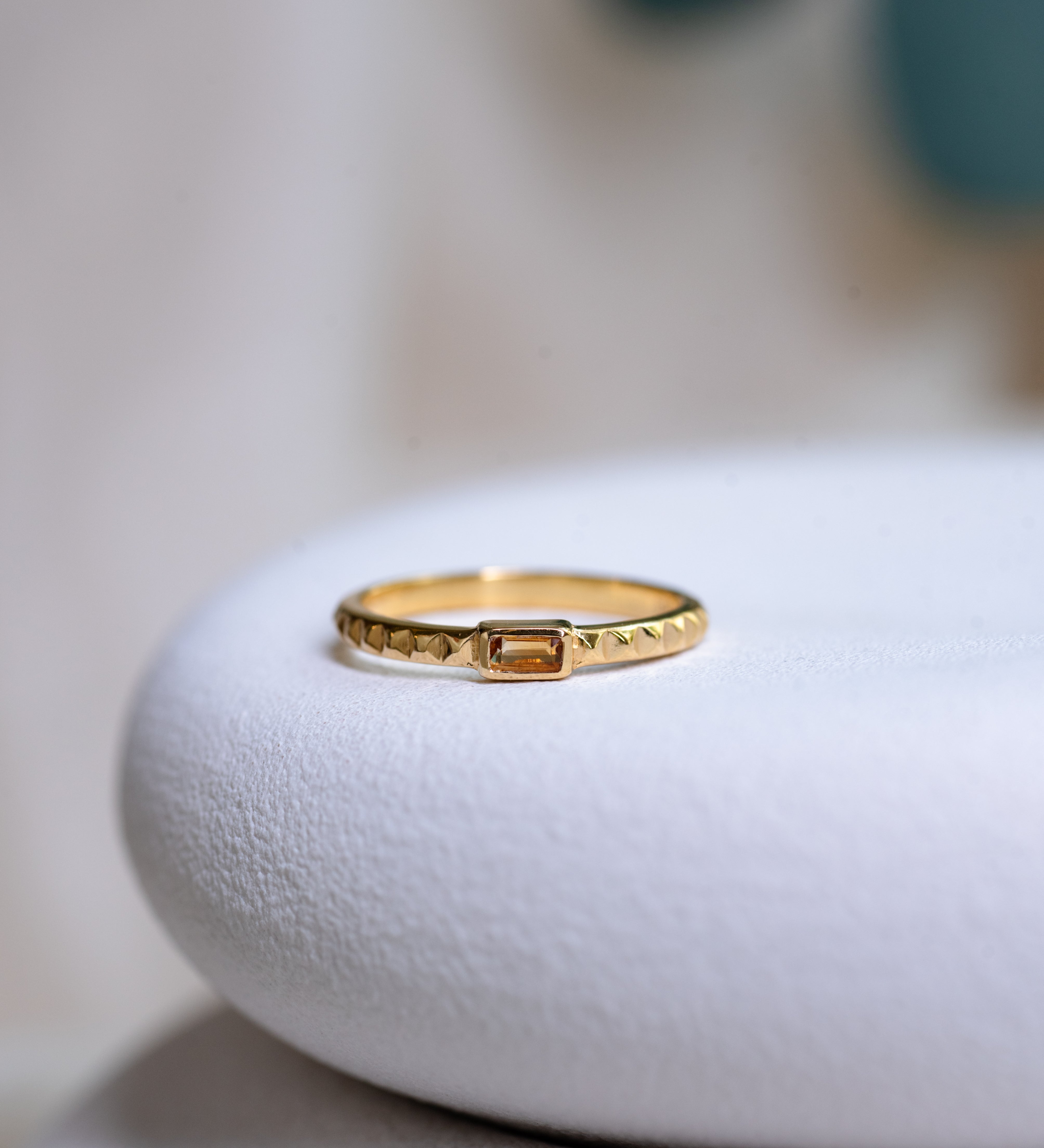 Glow Baguette Ring, handcrafted ring in 24K gold vermeil