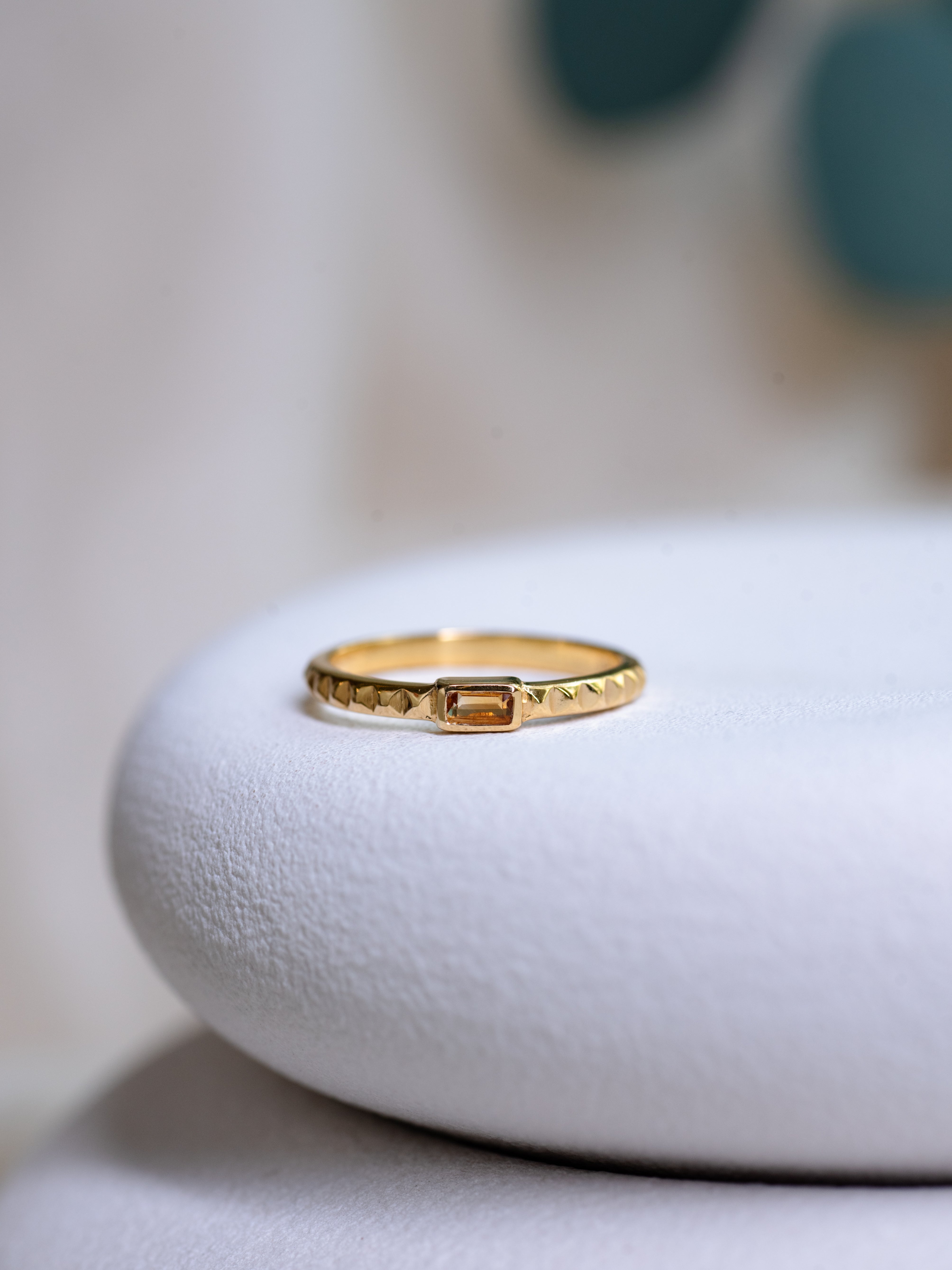 Glow Baguette Ring, handcrafted ring in 24K gold vermeil