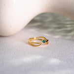 Elanza Emerald Ring, handcrafted ring in 24K gold vermeil