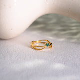 Elanza Emerald Ring, handcrafted ring in 24K gold vermeil