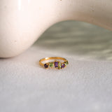 Asymmetrical Amethyst and Peridot Ring