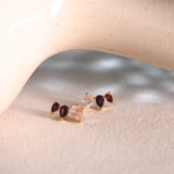 Rose Ombre Trio Studs, handcrafted earrings in 24K gold vermeil