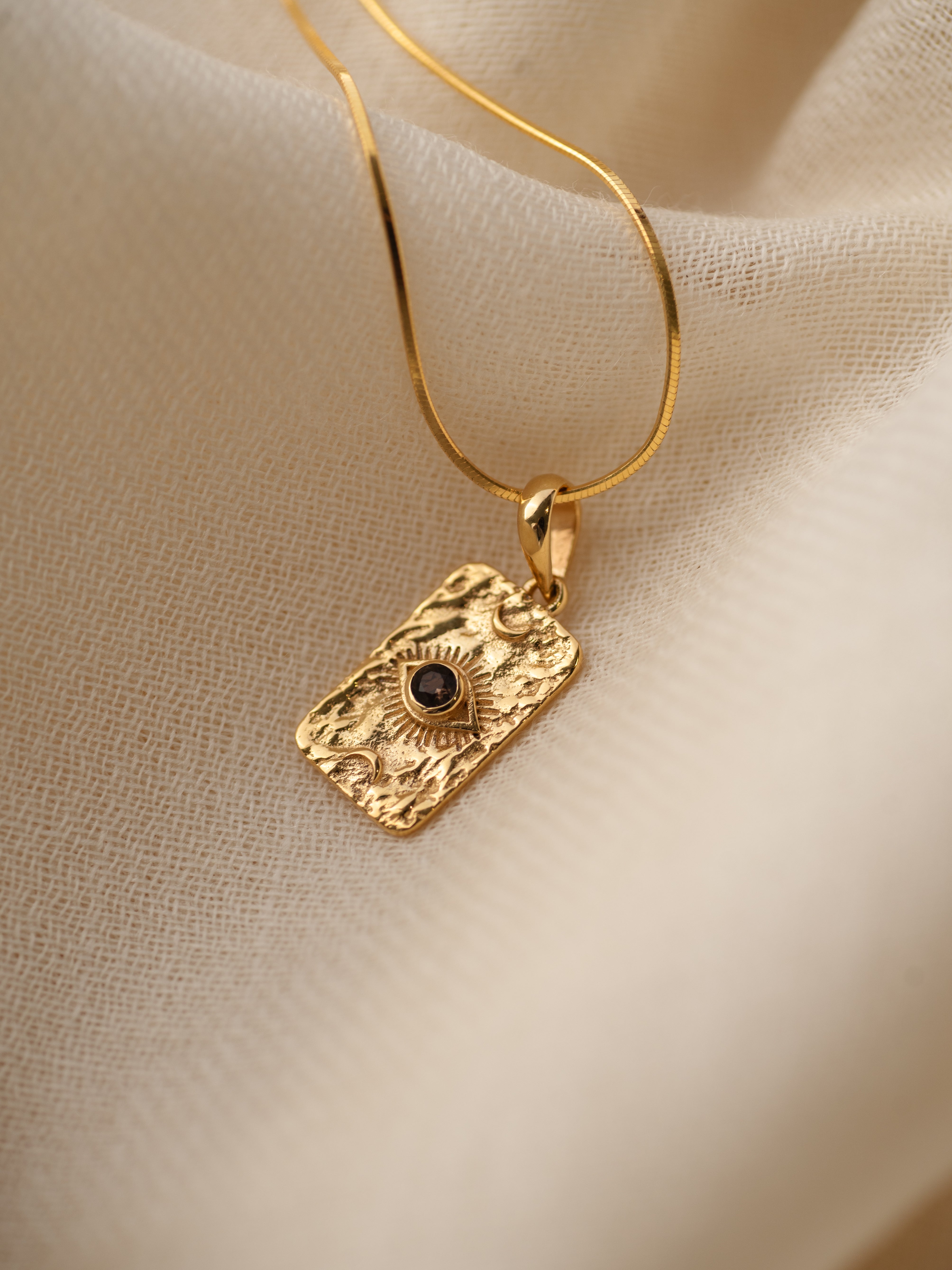 Evil Eye Smoky Quartz Pendant, handcrafted pendant in 24K gold vermeil