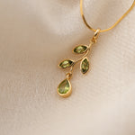 Leaf Peridot Pendant, handcrafted pendant in 24K gold vermeil