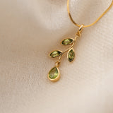 Leaf Peridot Pendant, handcrafted pendant in 24K gold vermeil