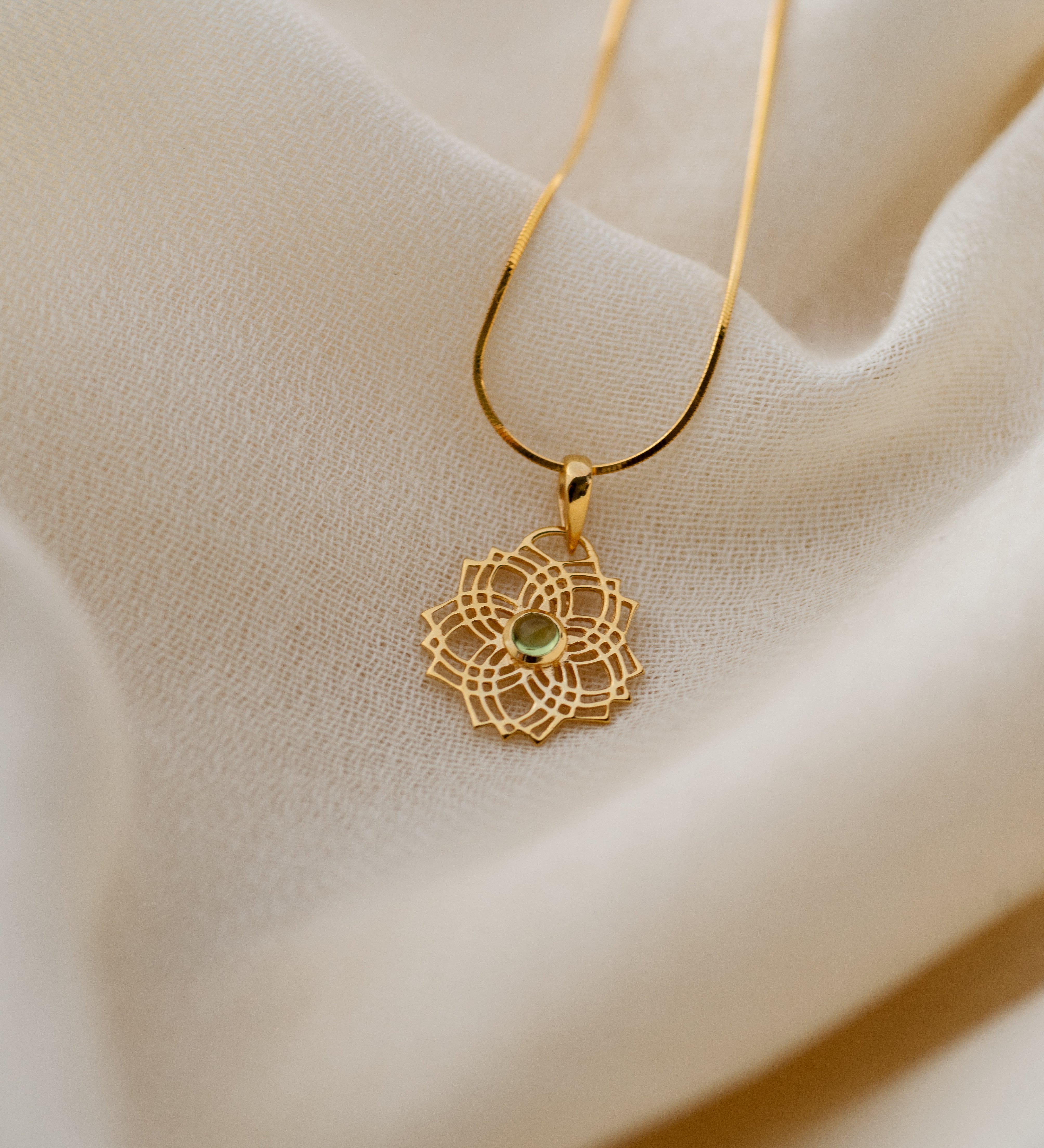 Kali Peridot Pendant, handcrafted pendant in 24K gold vermeil