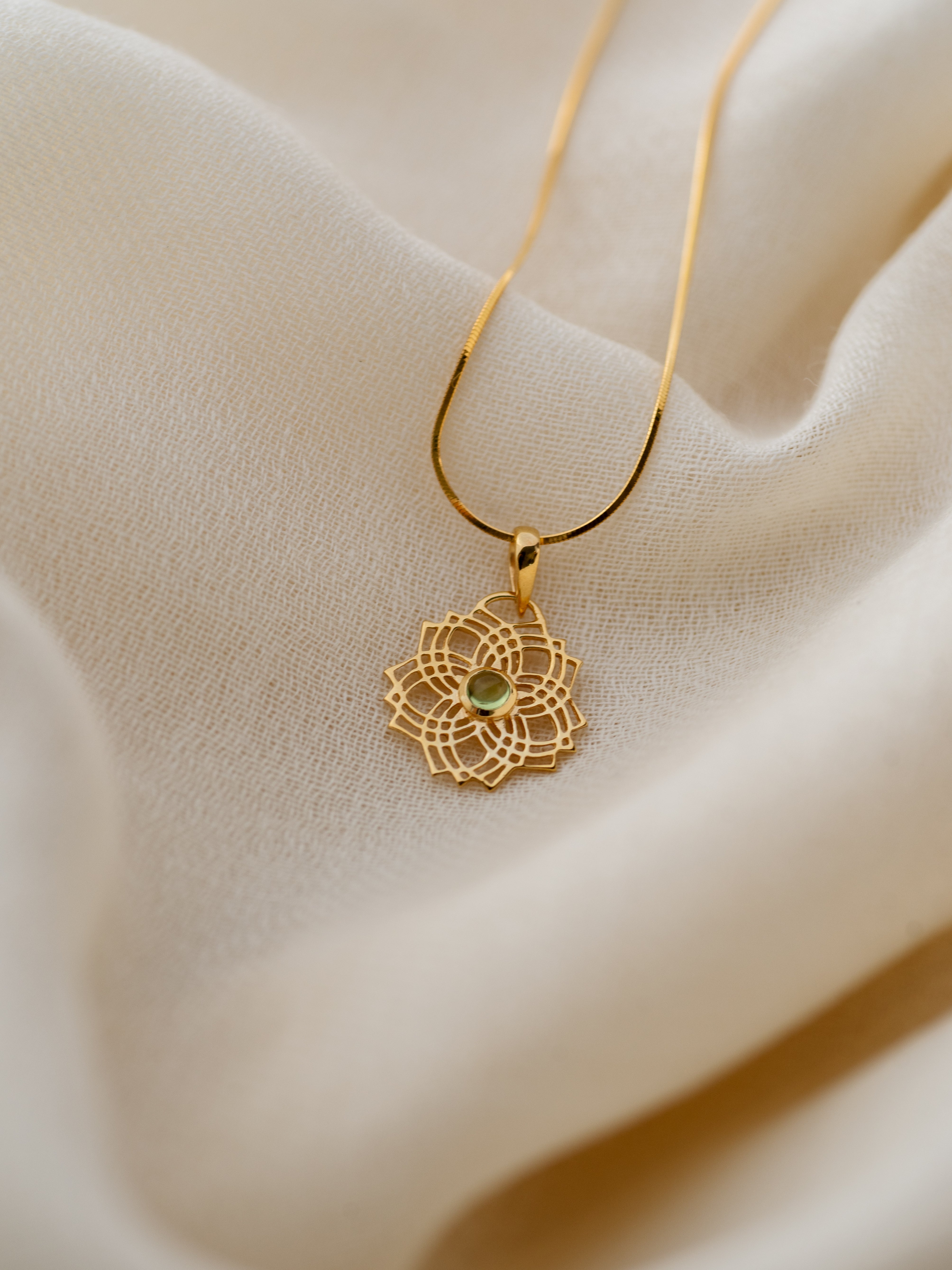 Kali Peridot Pendant, handcrafted pendant in 24K gold vermeil