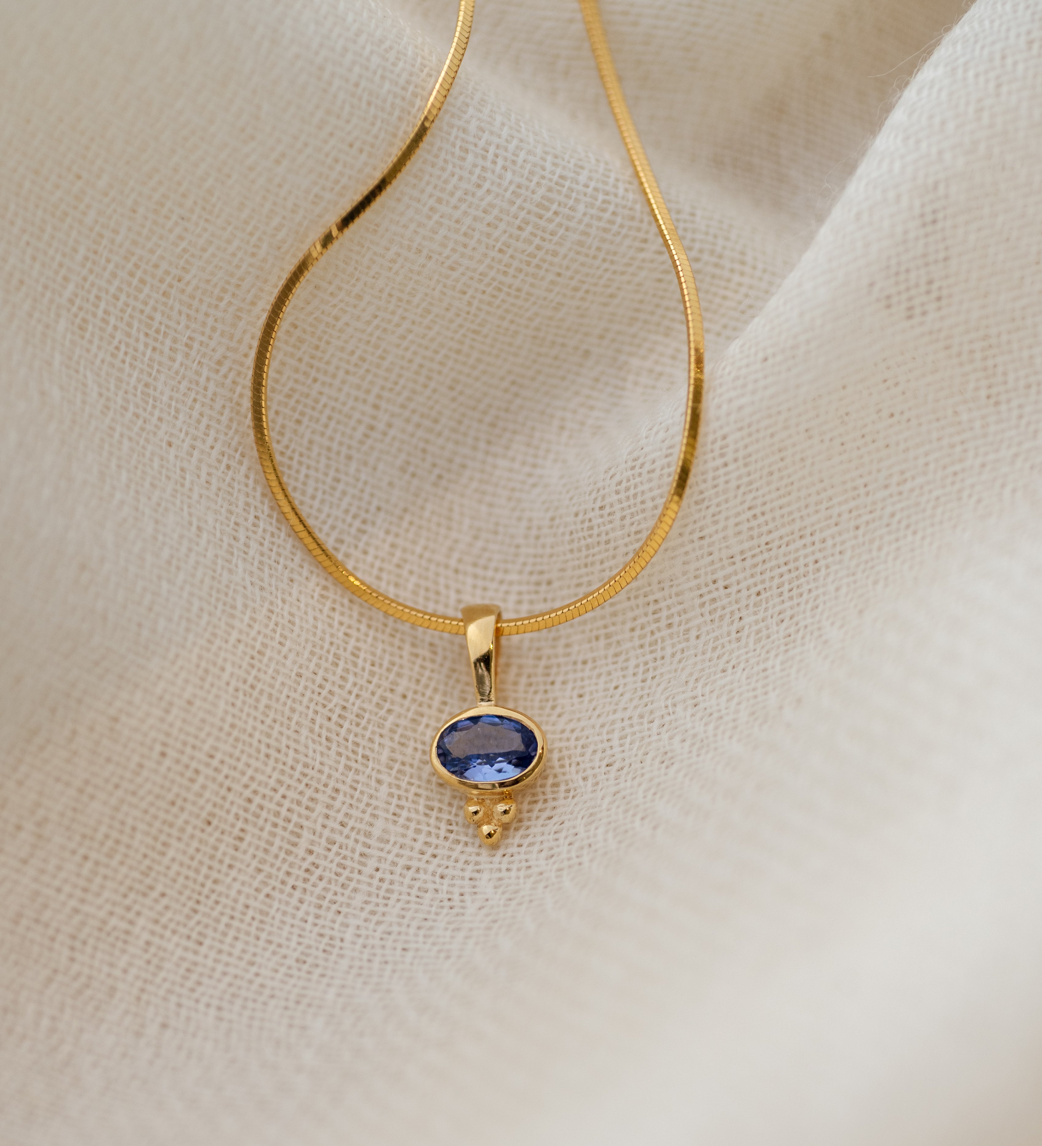 Kaya Tanzanite Pendant, handcrafted pendant in 24K gold vermeil